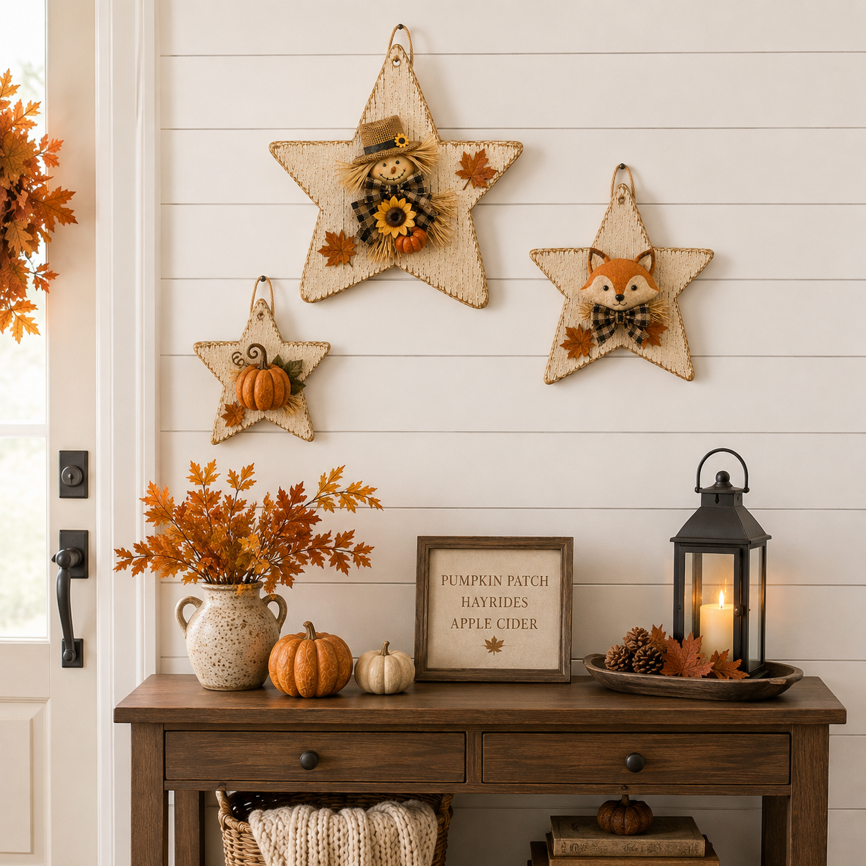 Rustic Seasonal Star Wall Decor Set – 3-Piece