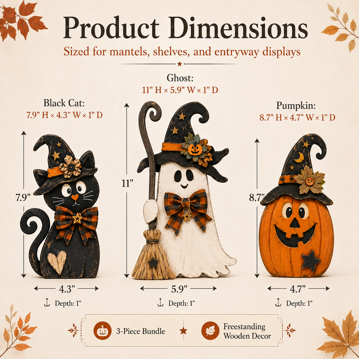 Rustic Halloween Wooden Trio Set