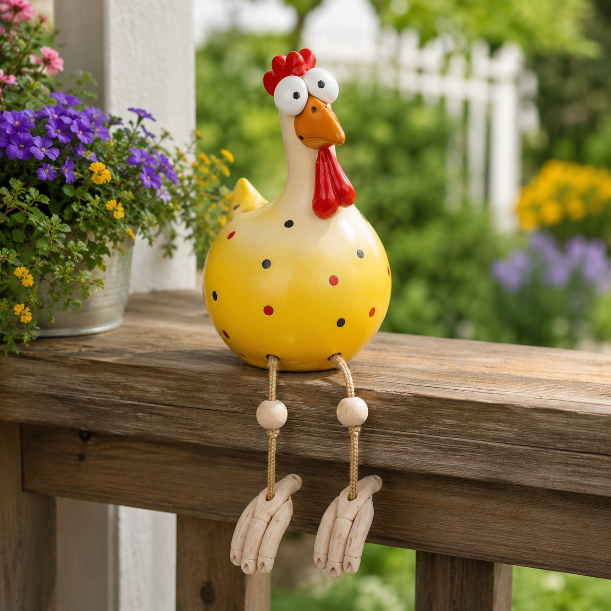 Funny Hanging Leg Rooster Yard Ornament