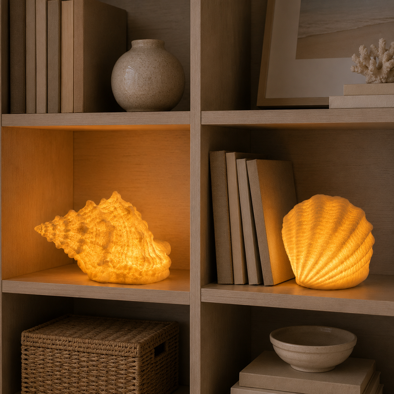 Coastal Glow Seashell Lamp Set
