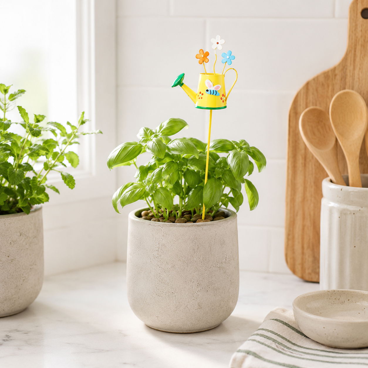 🌼 6-Piece Whimsical Watering Can Plant Stakes