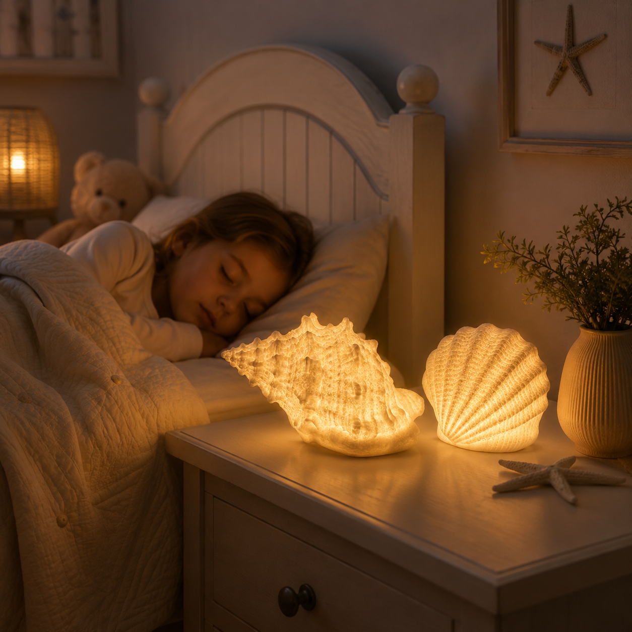 Coastal Glow Seashell Lamp Set