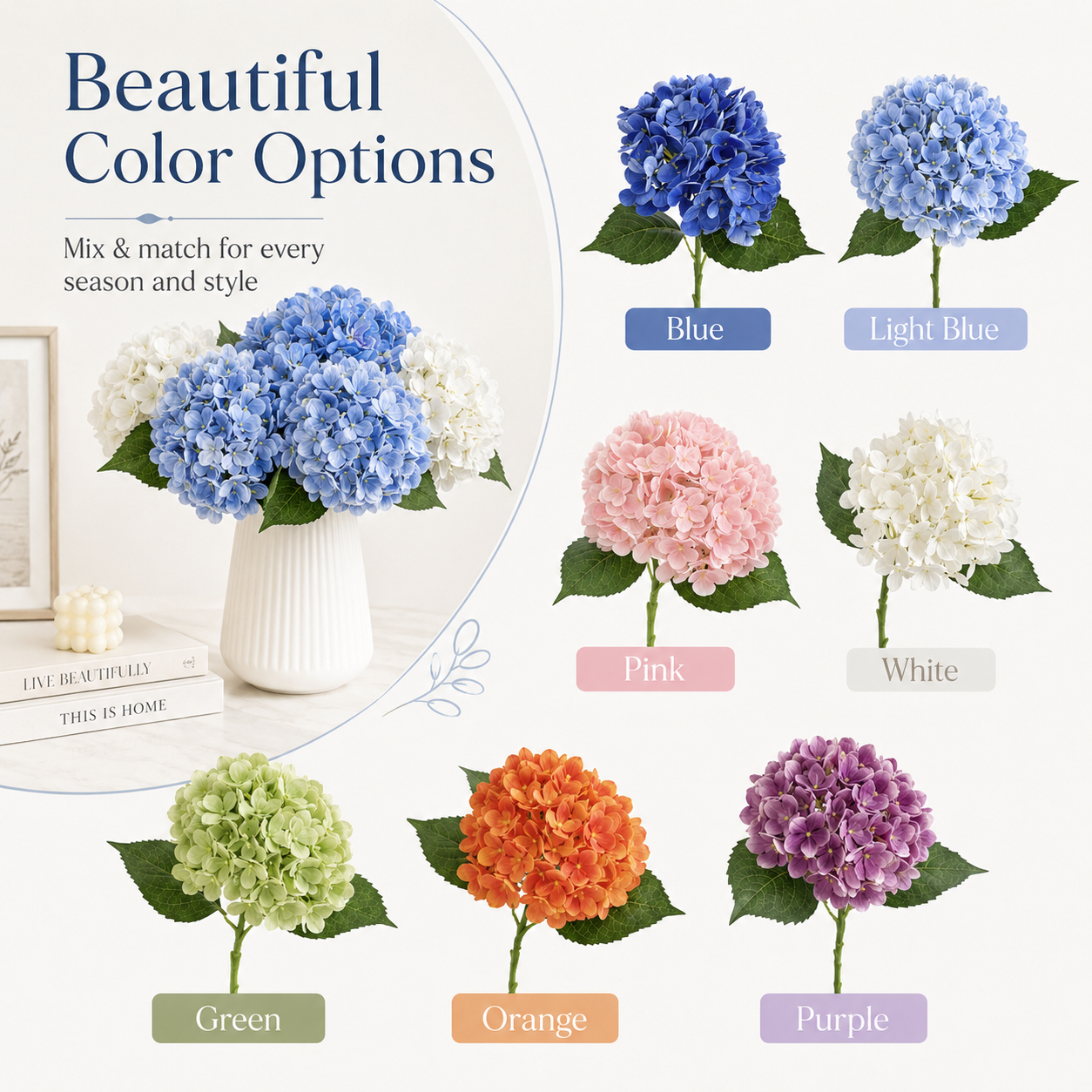 3pcs  Large Realistic Artificial Flower and Artificial Ball Flower Bouquet with Artificial Ball Flower Stems,
