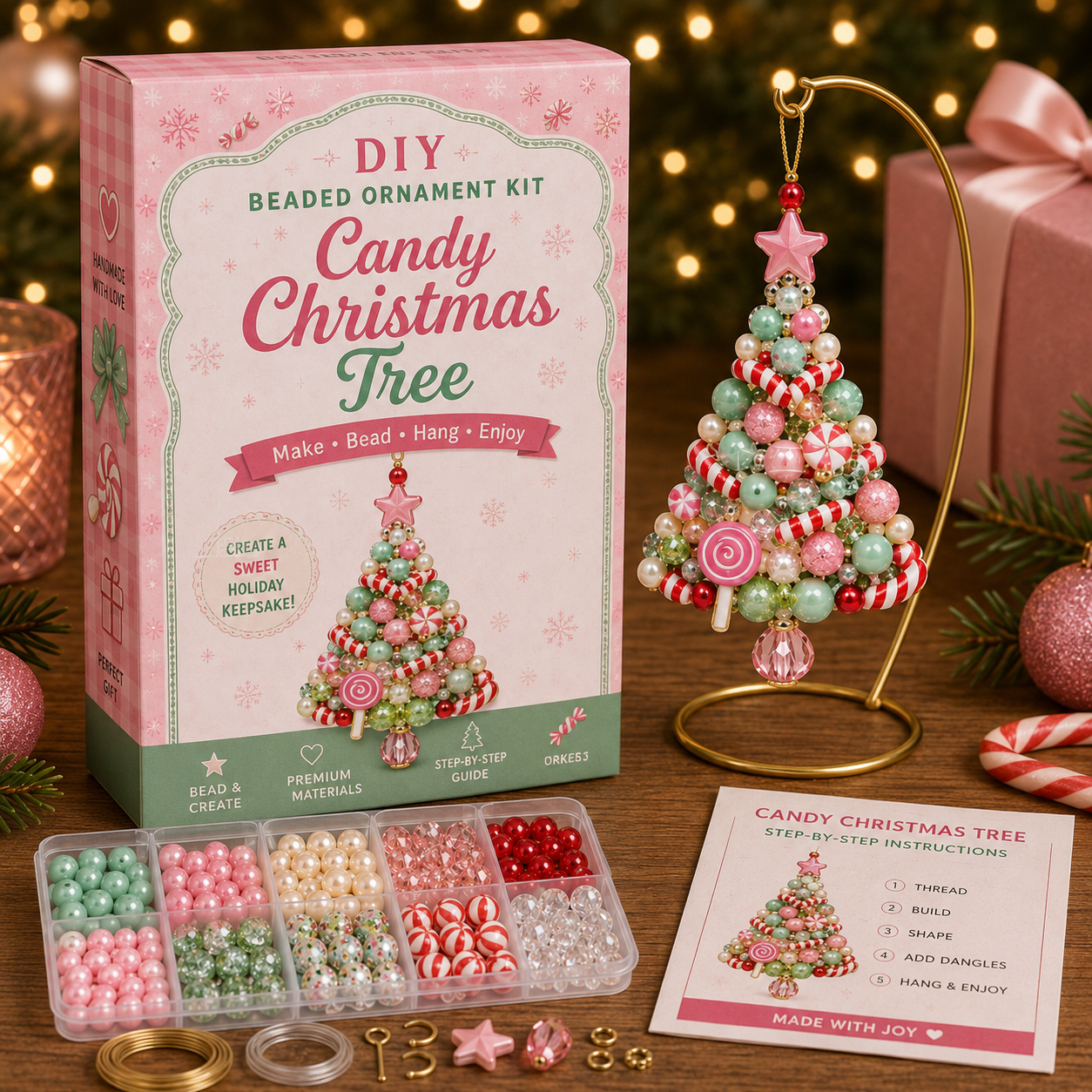 DIY Beaded Christmas Tree Ornament Kit