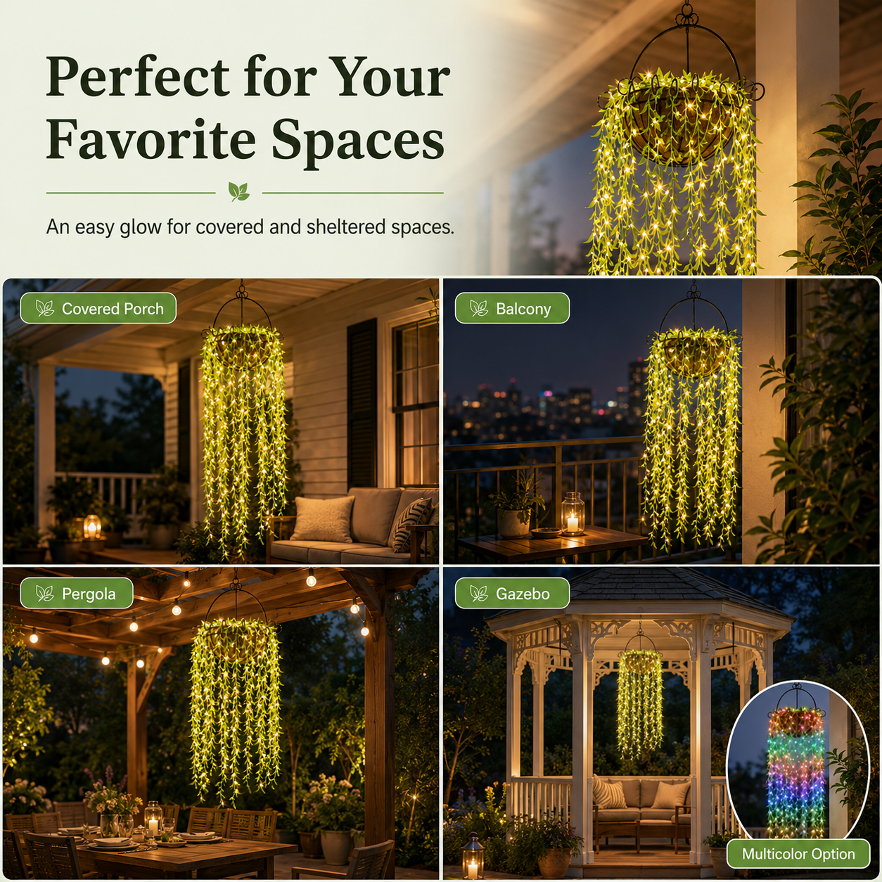 Cascading Willow Glow Hanging Basket