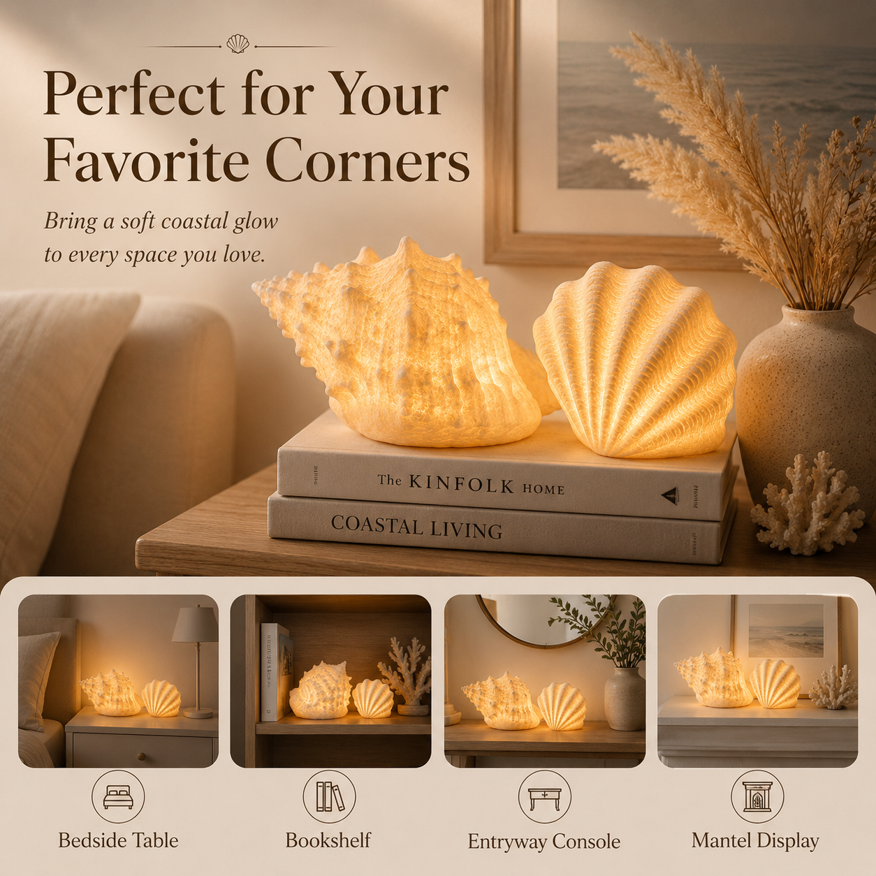 Coastal Glow Seashell Lamp Set