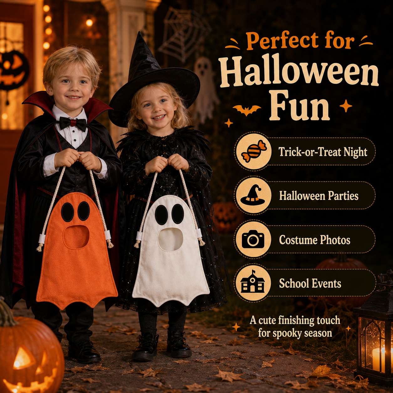 2-Pack Ghost Trick-or-Treat Candy Bags