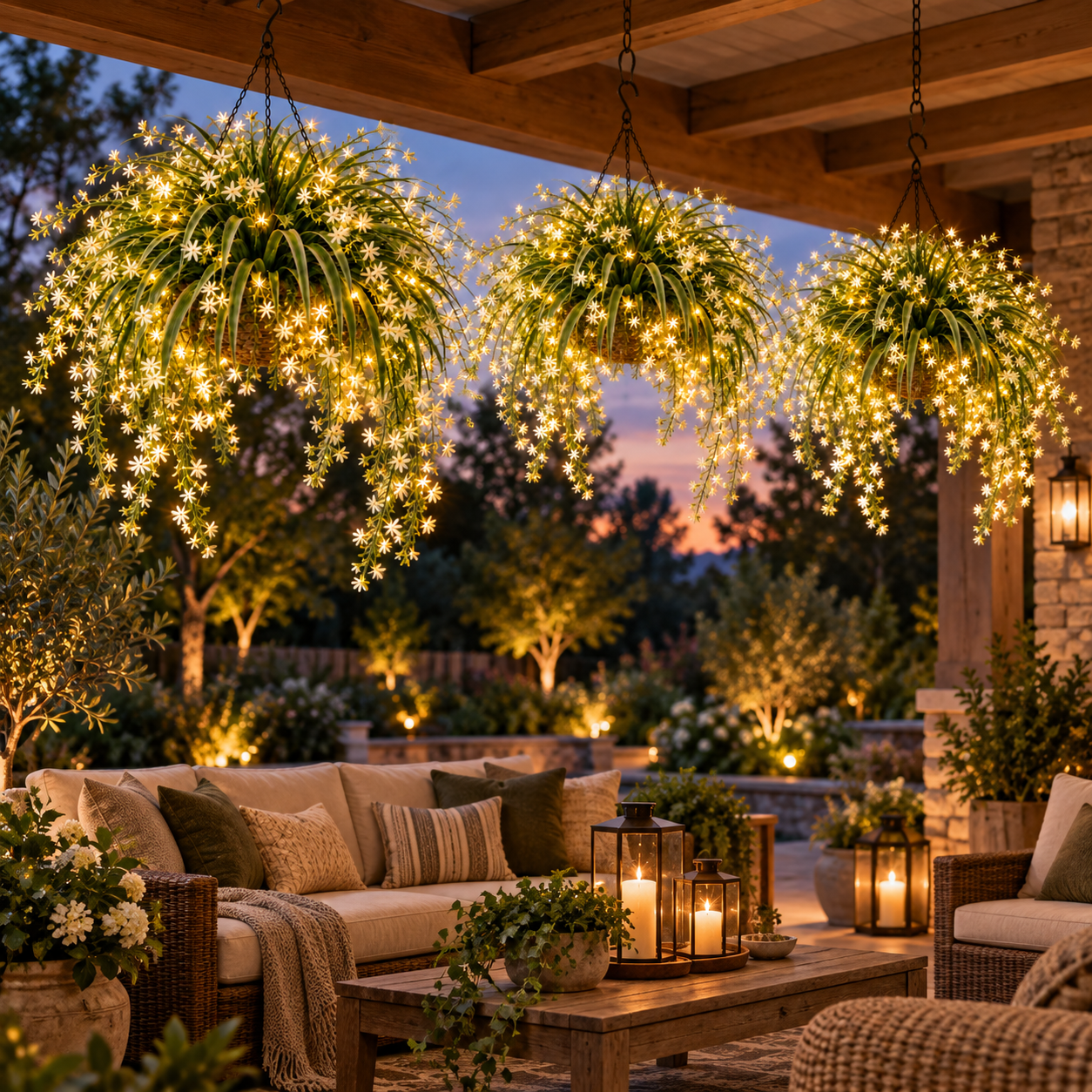 Blooming Fairy Light Hanging Basket