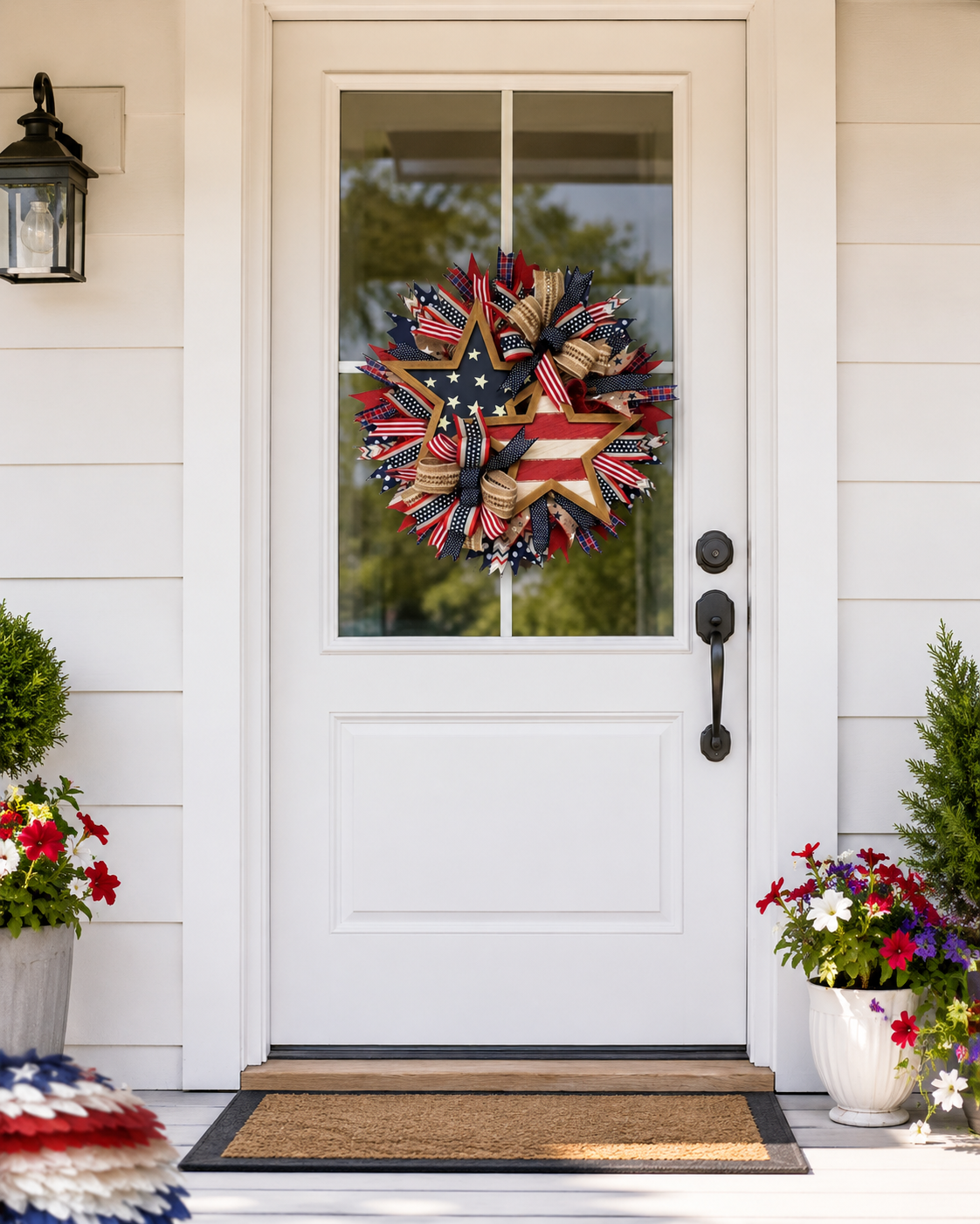 2026 Popular American Independence Day Flag Garland, National Day Holiday Decoration Scene Decoration, Front Door Pendant Props, National Flag Ribbon Styles, Yard Can Be Hung, Door Celebration Plaque, 