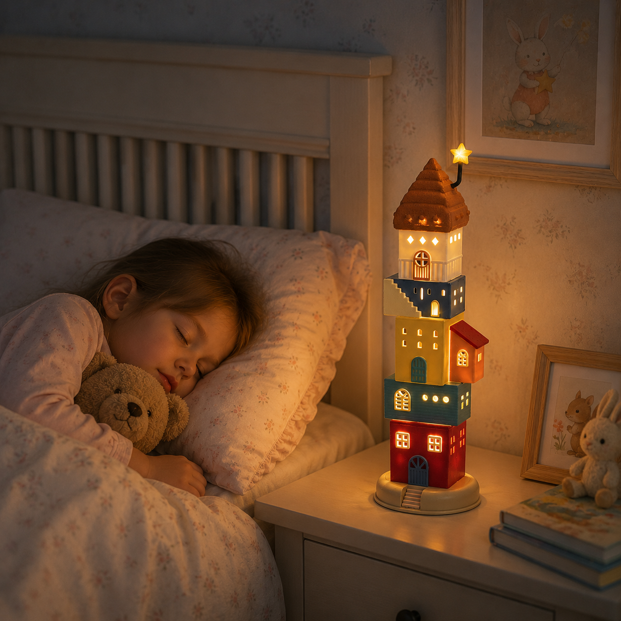 🏠 Whimsical Rotating Light-Up House Tower