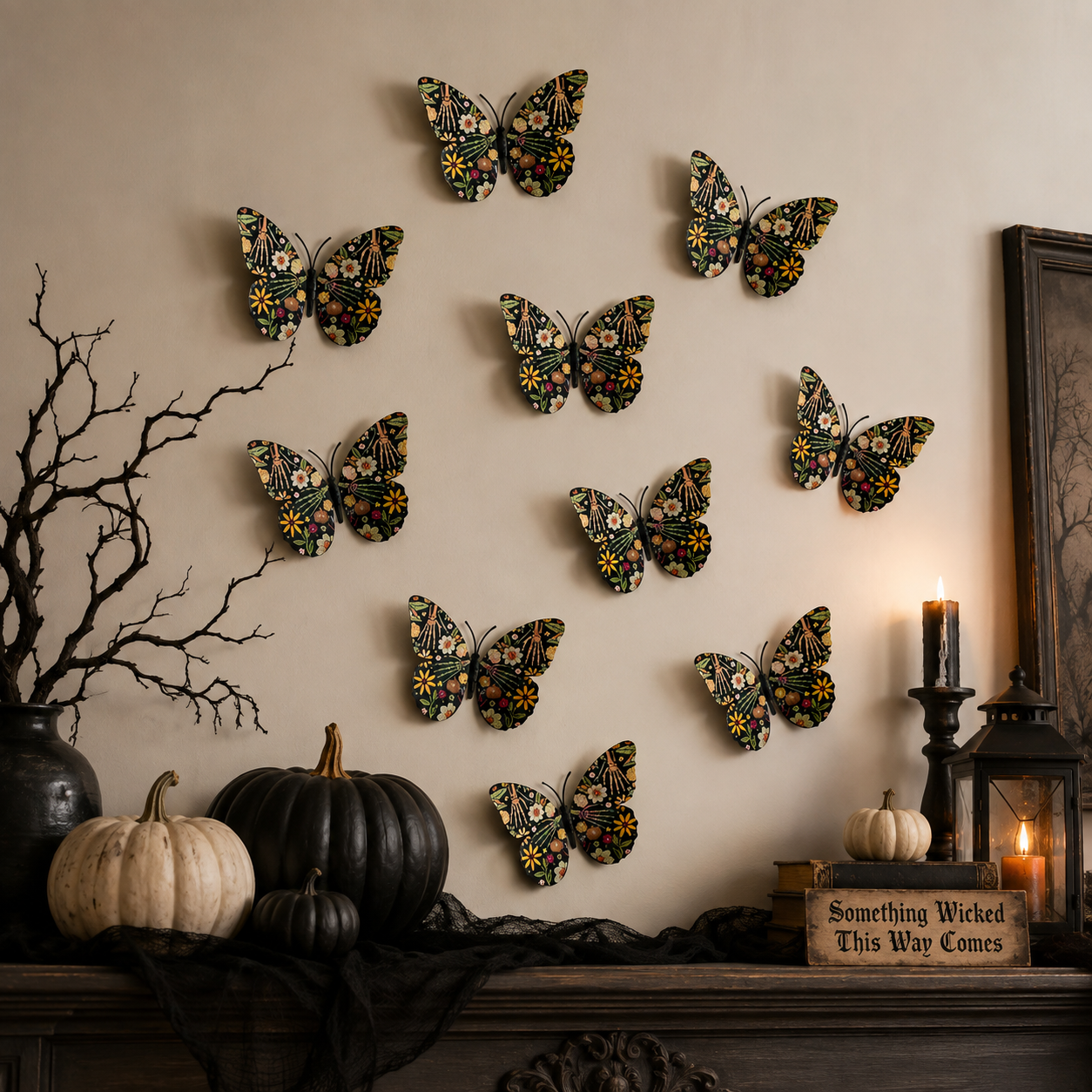 3D Spooky Butterfly Wall Decor – Set of 10
