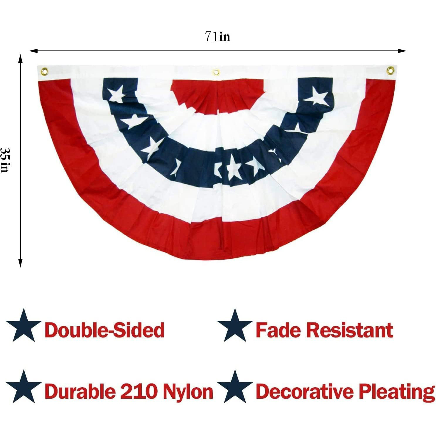 Independence Day decorations - pleated semi-circular flags for outdoor courtyard arrangements - fan-shaped flags