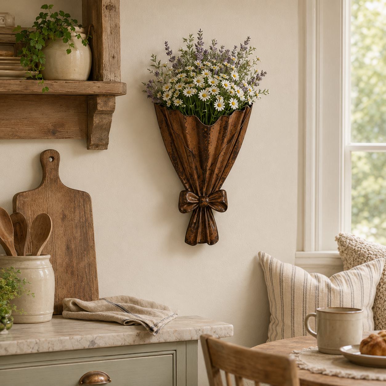 Vintage Bouquet Metal Wall Planter 🌼