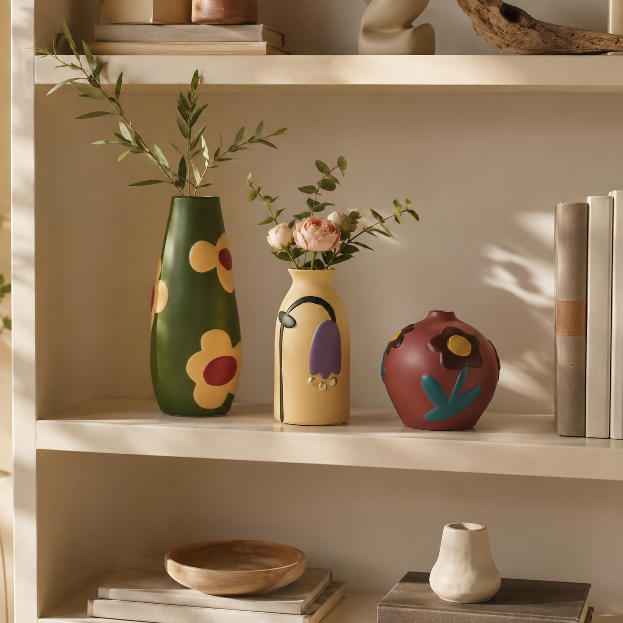 Retro Bloom Sculpted Resin Vase Collection