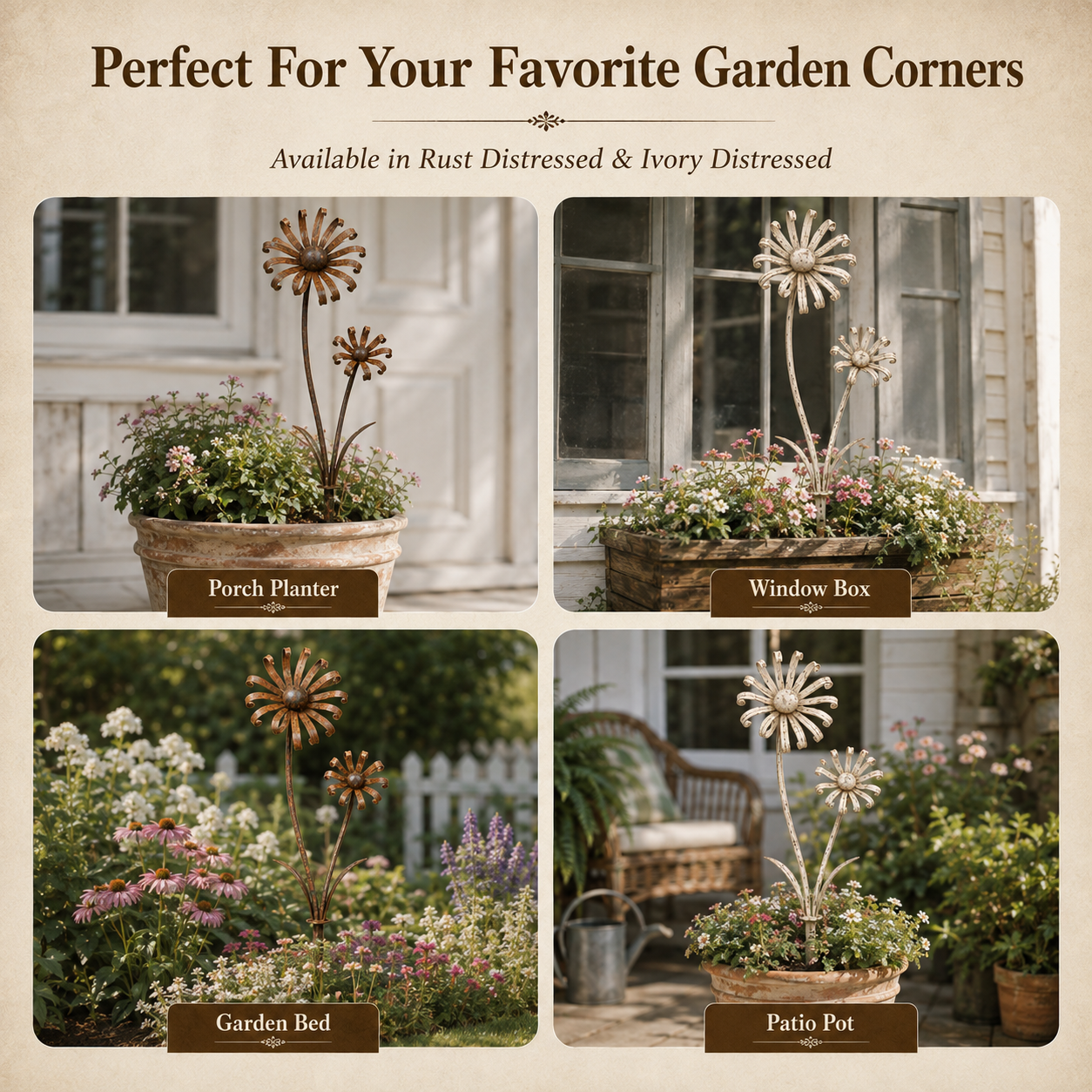 Vintage Metal Flower Garden Stake