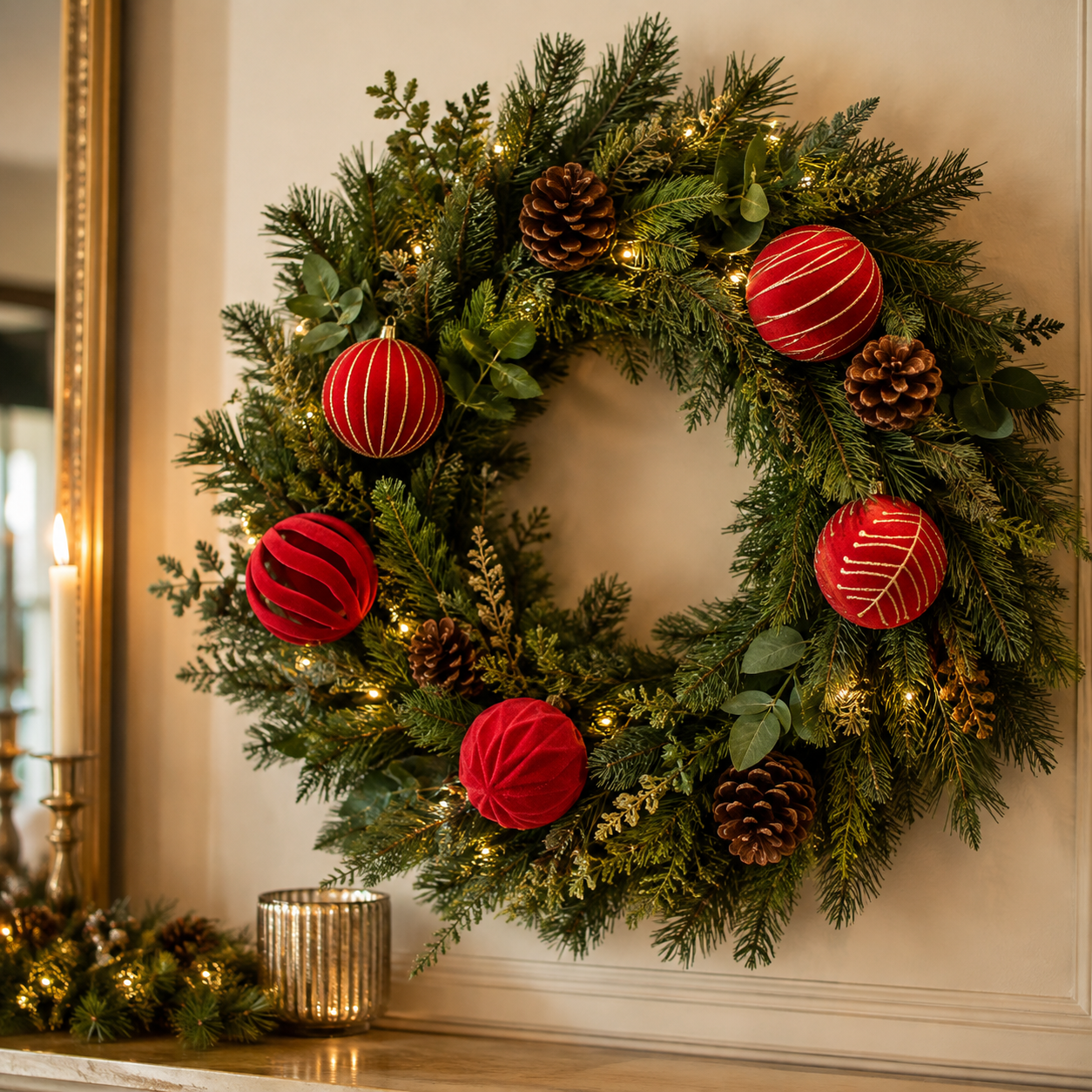Luxe Velvet Christmas Ornaments – 6-Piece Holiday Bauble Set