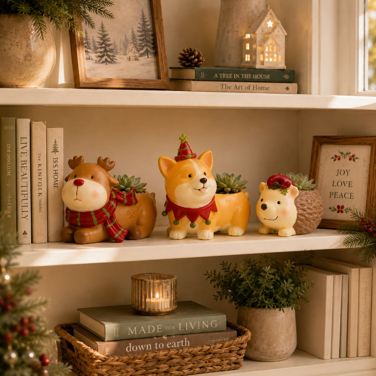 Whimsical Christmas Animal Succulent Planters