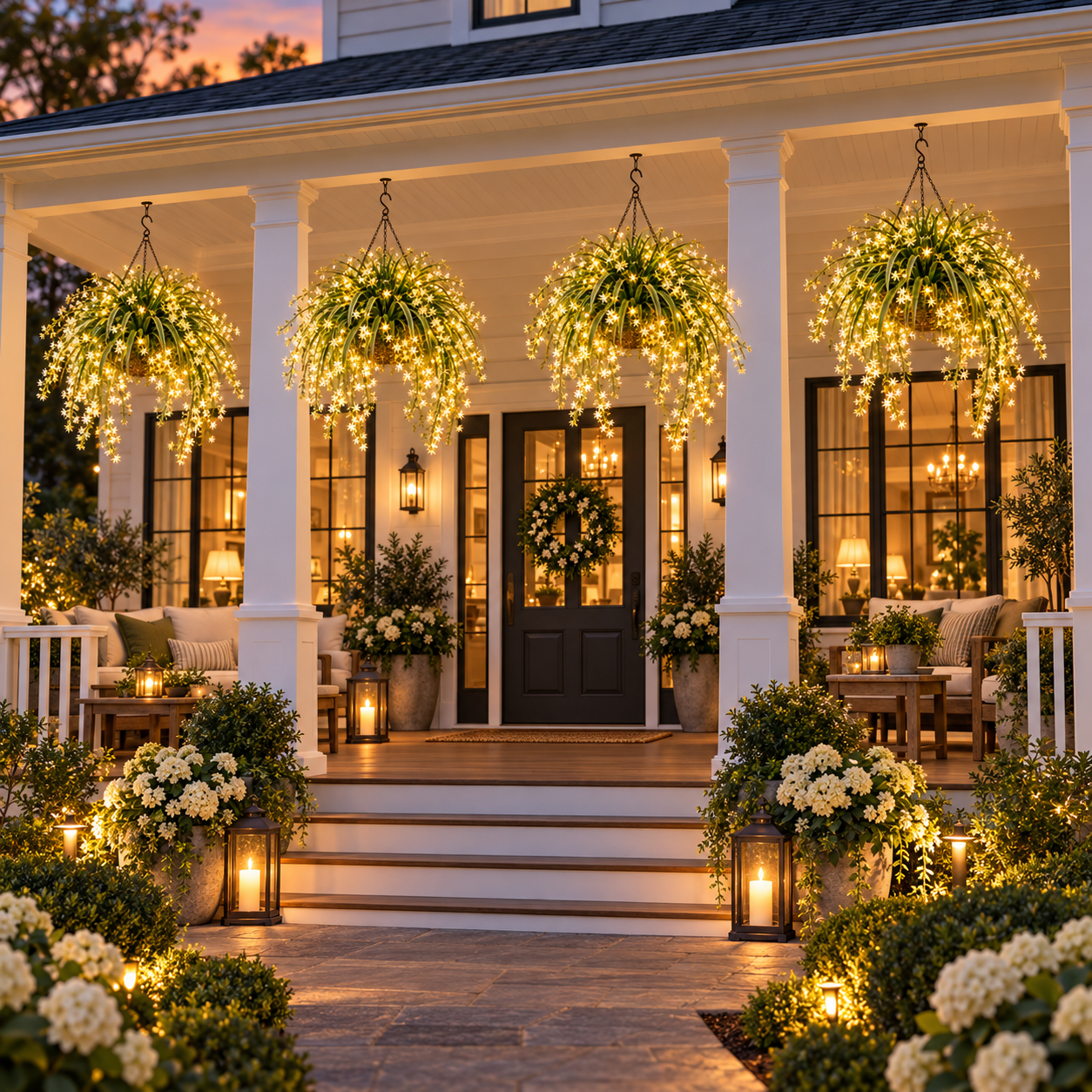 Blooming Fairy Light Hanging Basket