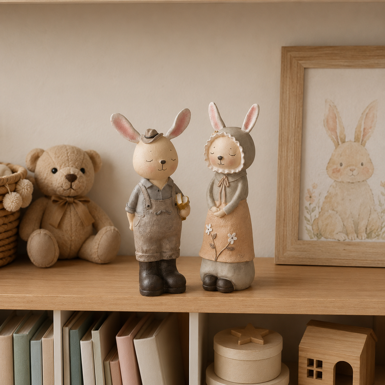 Vintage Storybook Bunny Couple Coin Banks 🐰