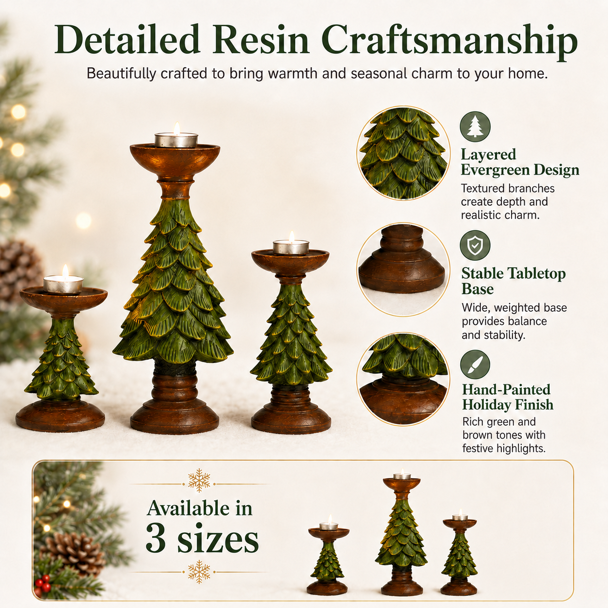 Christmas Tree Candle Holders – Festive Resin Tealight Holders for Holiday Decor
