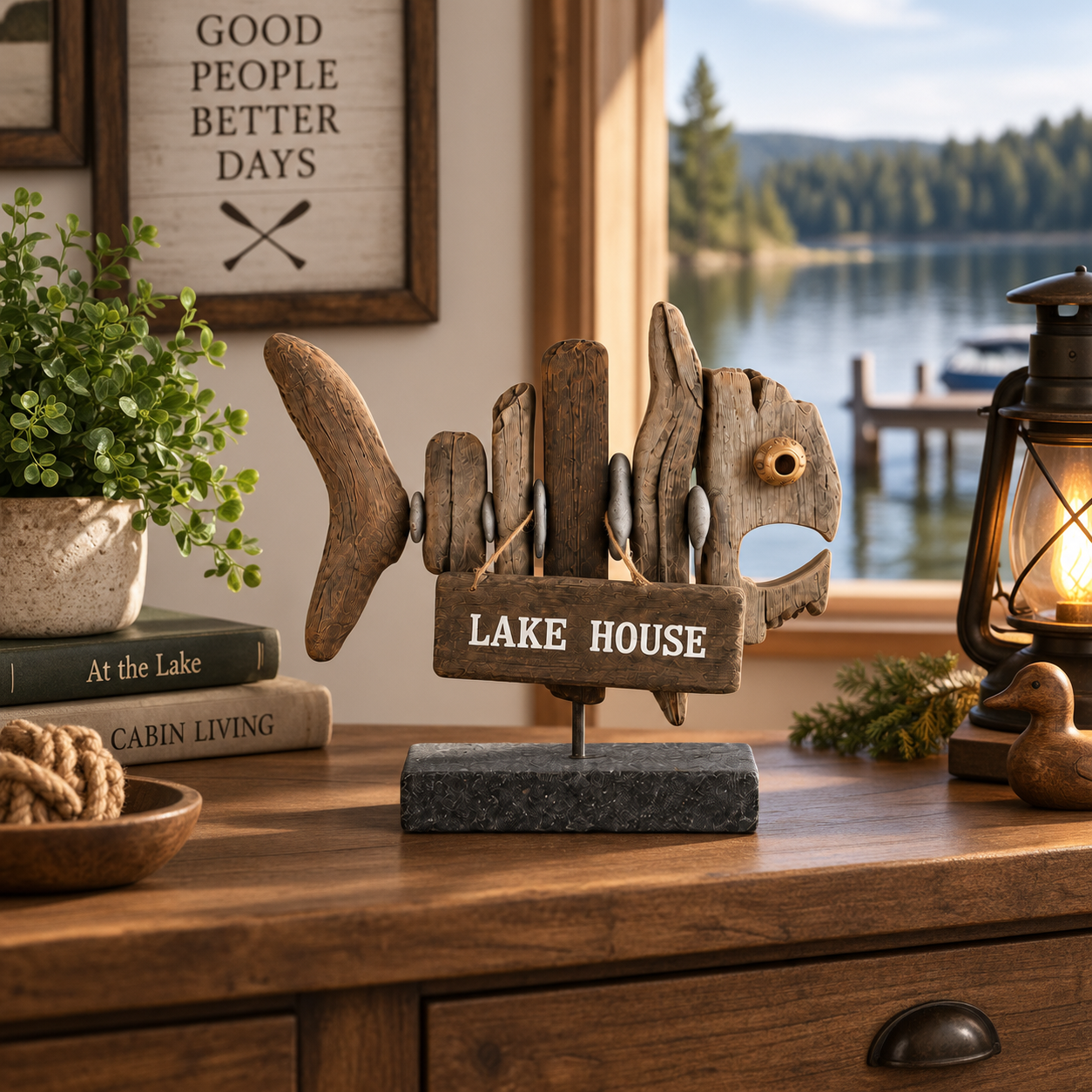 Vintage Lake House Fish Sculpture