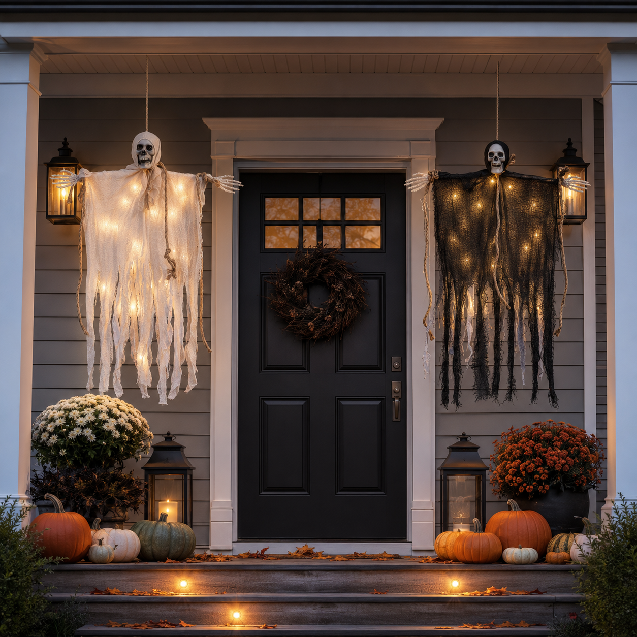 29.5" Light-Up Hanging Skeleton Ghost with Remote