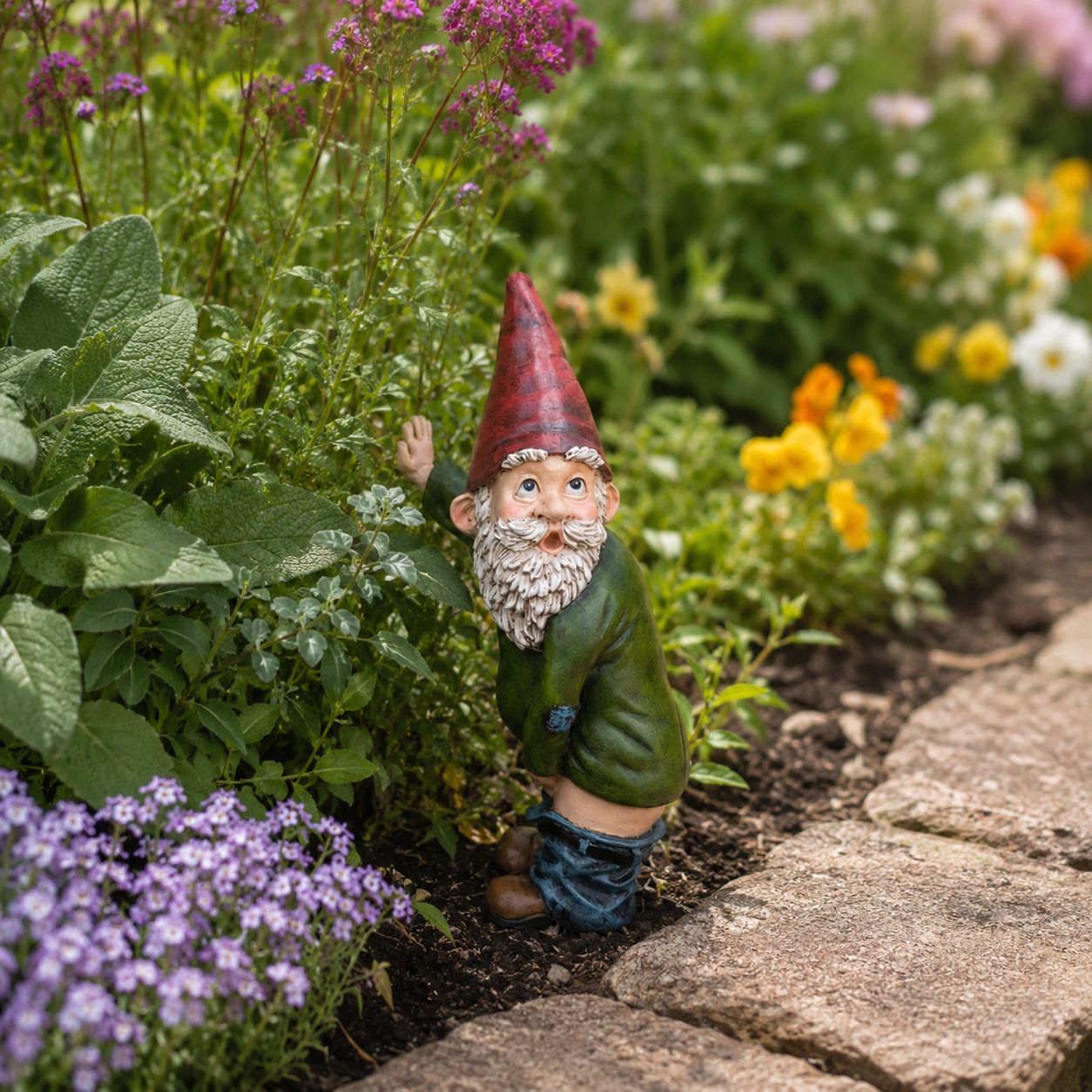 Cheeky Garden Gnome Statue