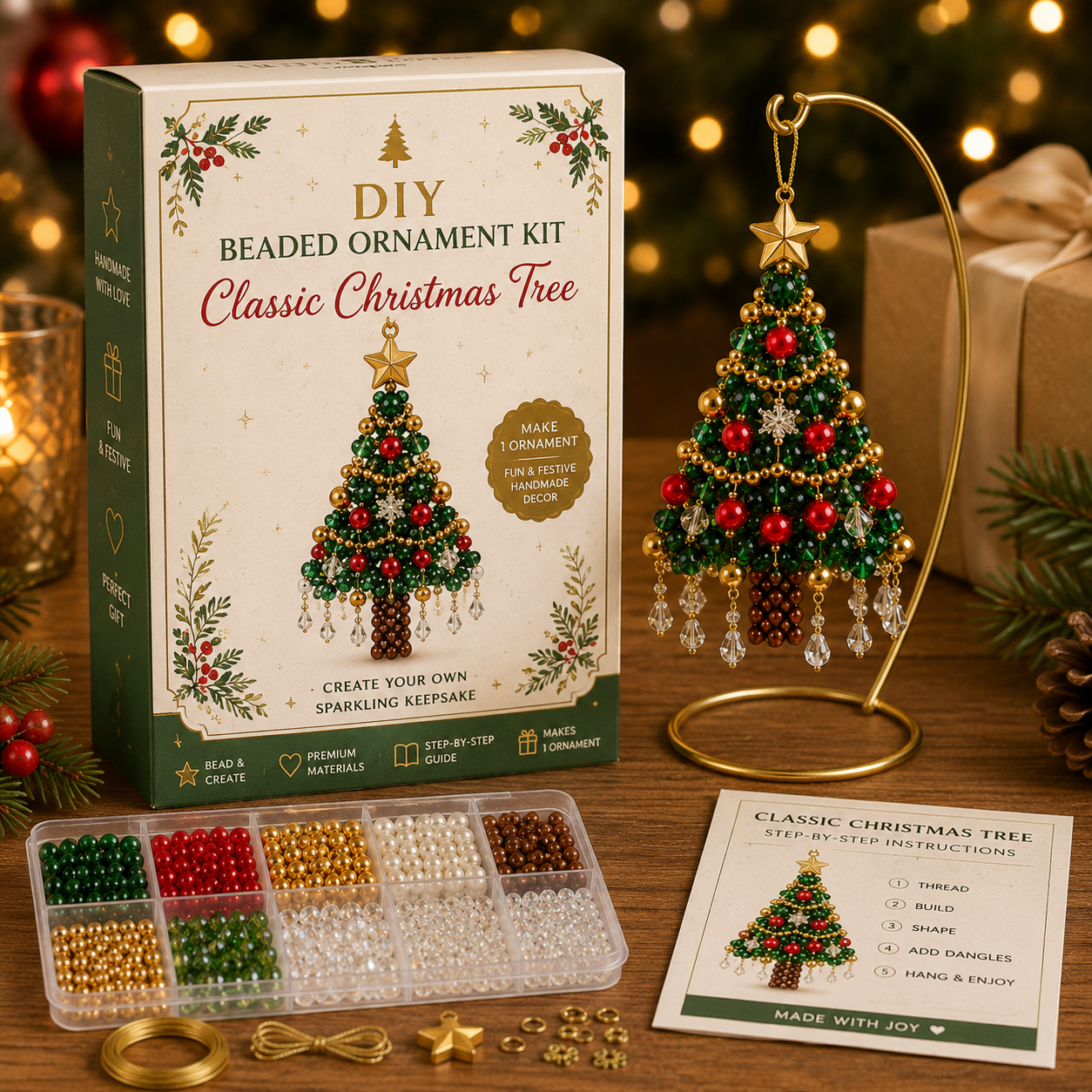 DIY Beaded Christmas Tree Ornament Kit