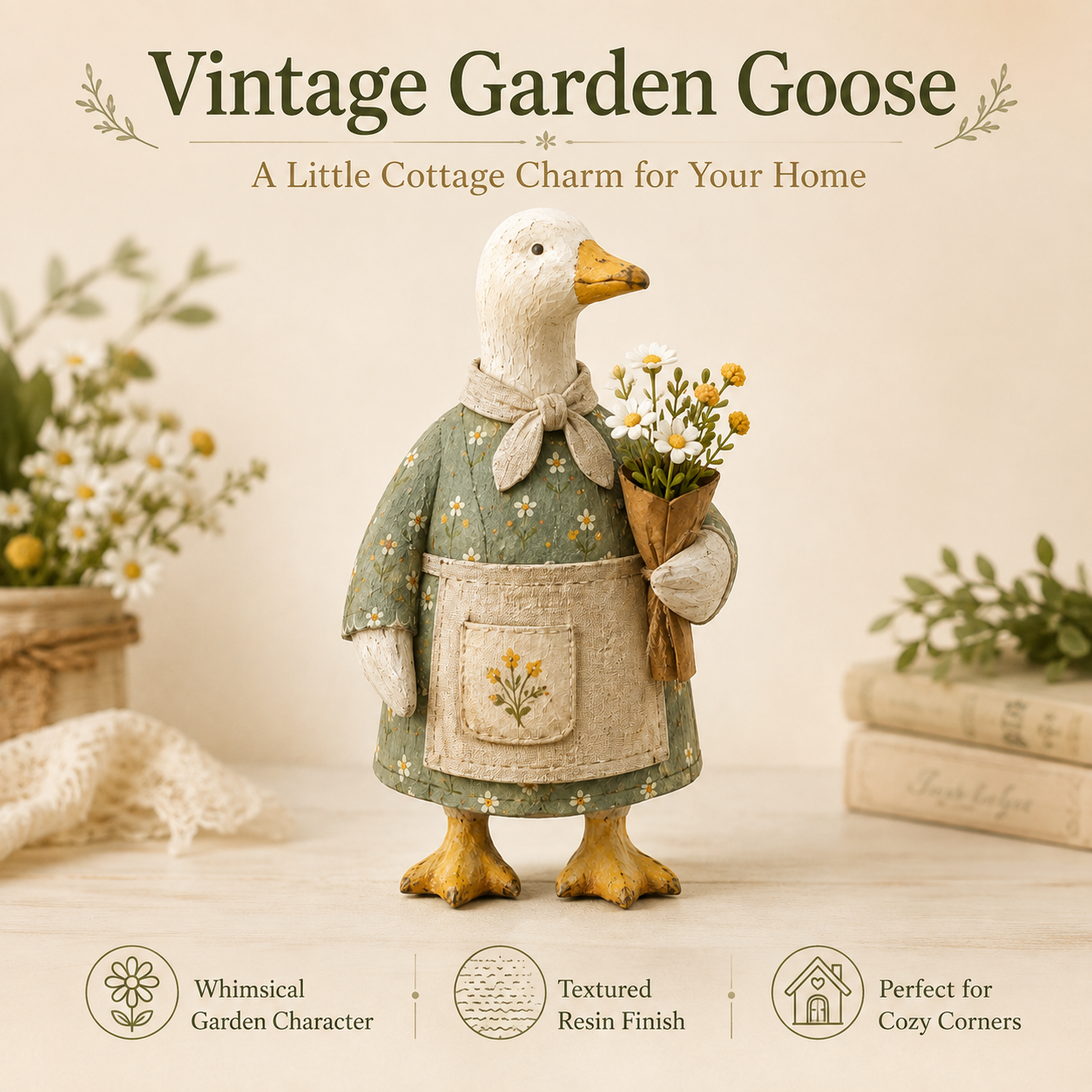 Vintage Garden Goose Figurine
