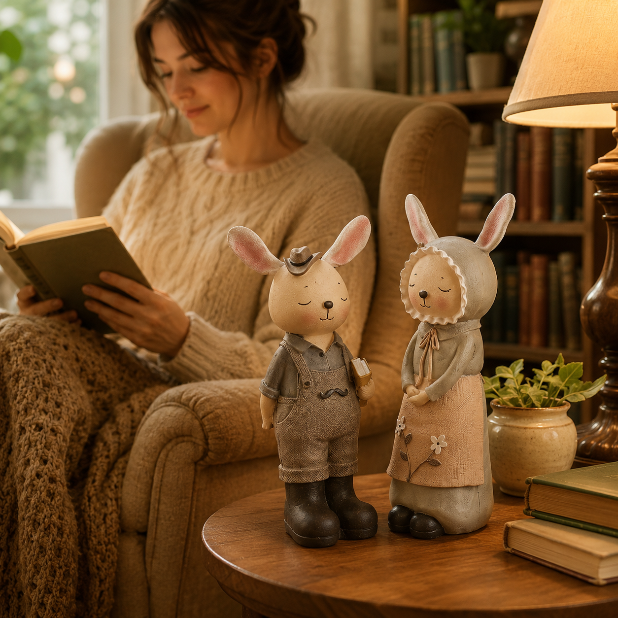 Vintage Storybook Bunny Couple Coin Banks 🐰