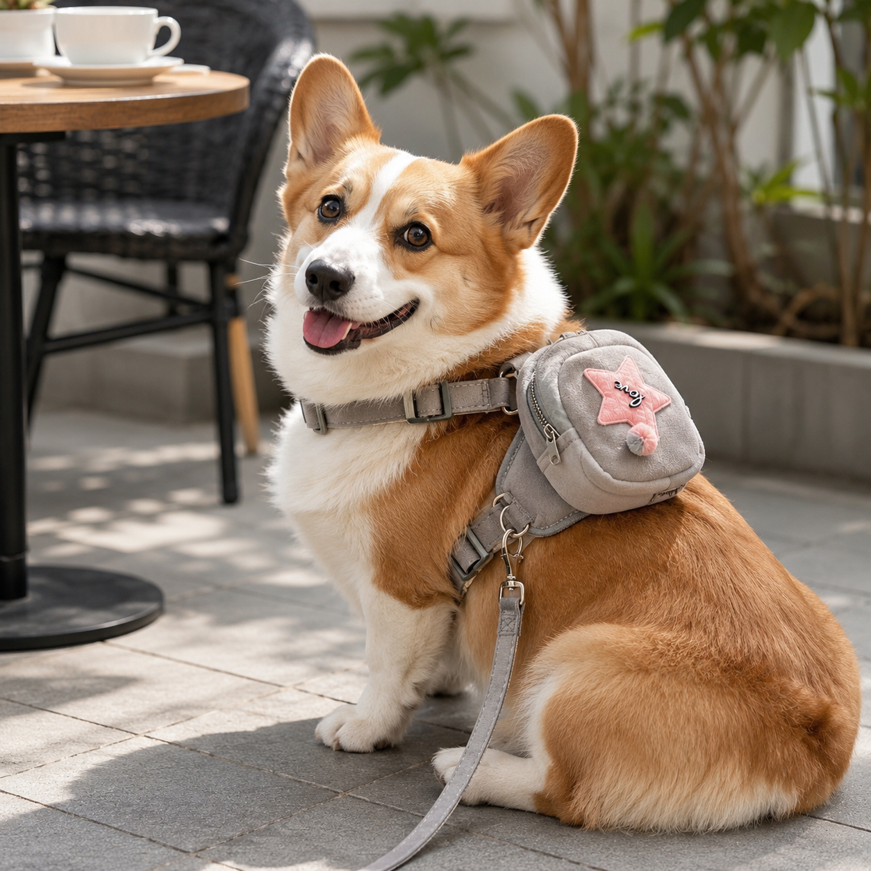 Cute Star Pet Backpack Harness with Leash – Adjustable Pet Chest Strap for Small & Medium Dogs