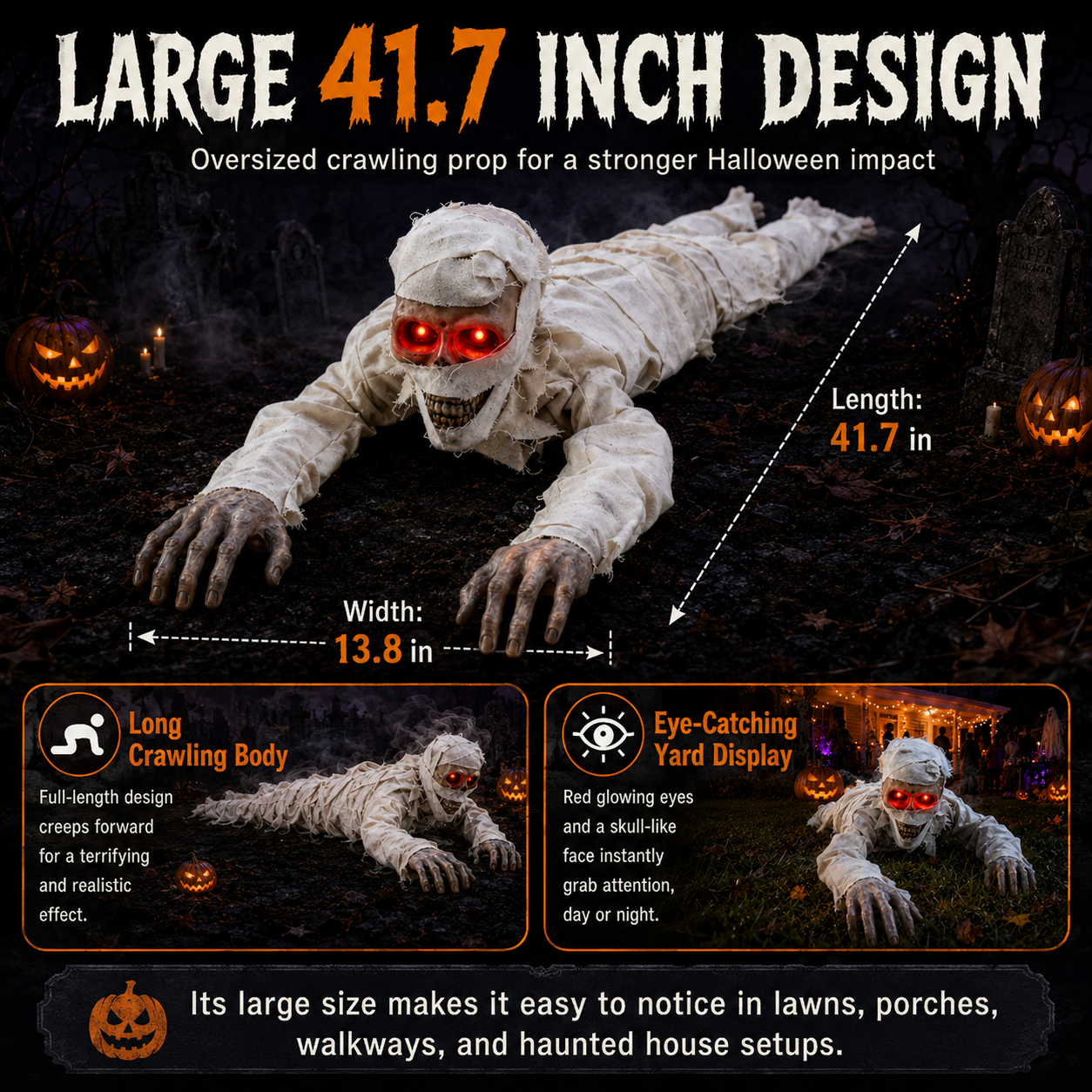 Voice-Controlled Crawling Mummy Halloween Decoration