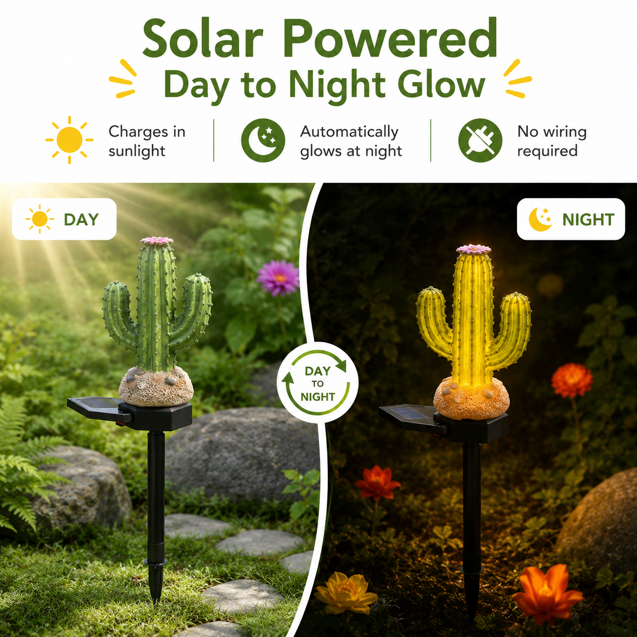 1pcs / Solar Cactus Garden Stake Lights