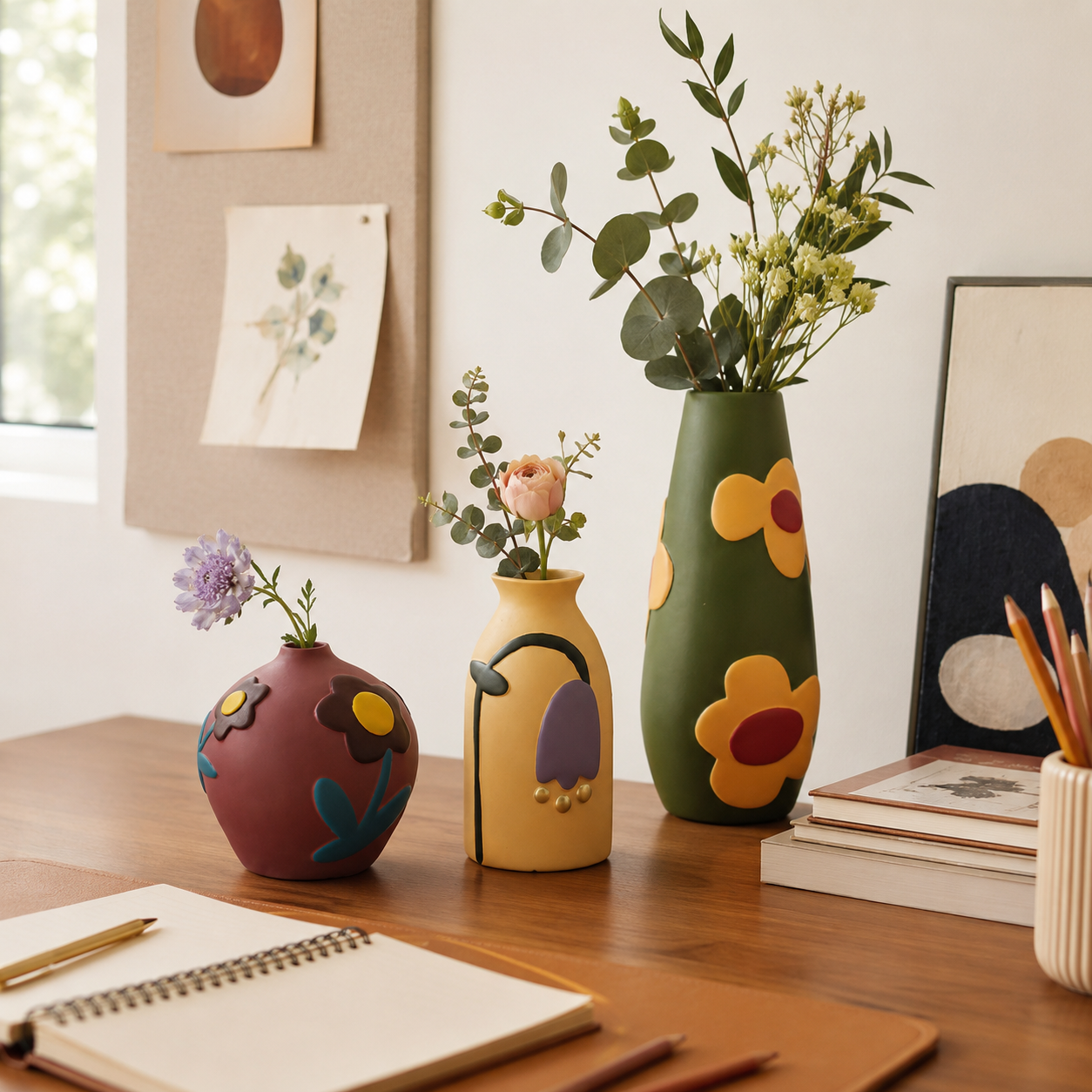 Retro Bloom Sculpted Resin Vase Collection
