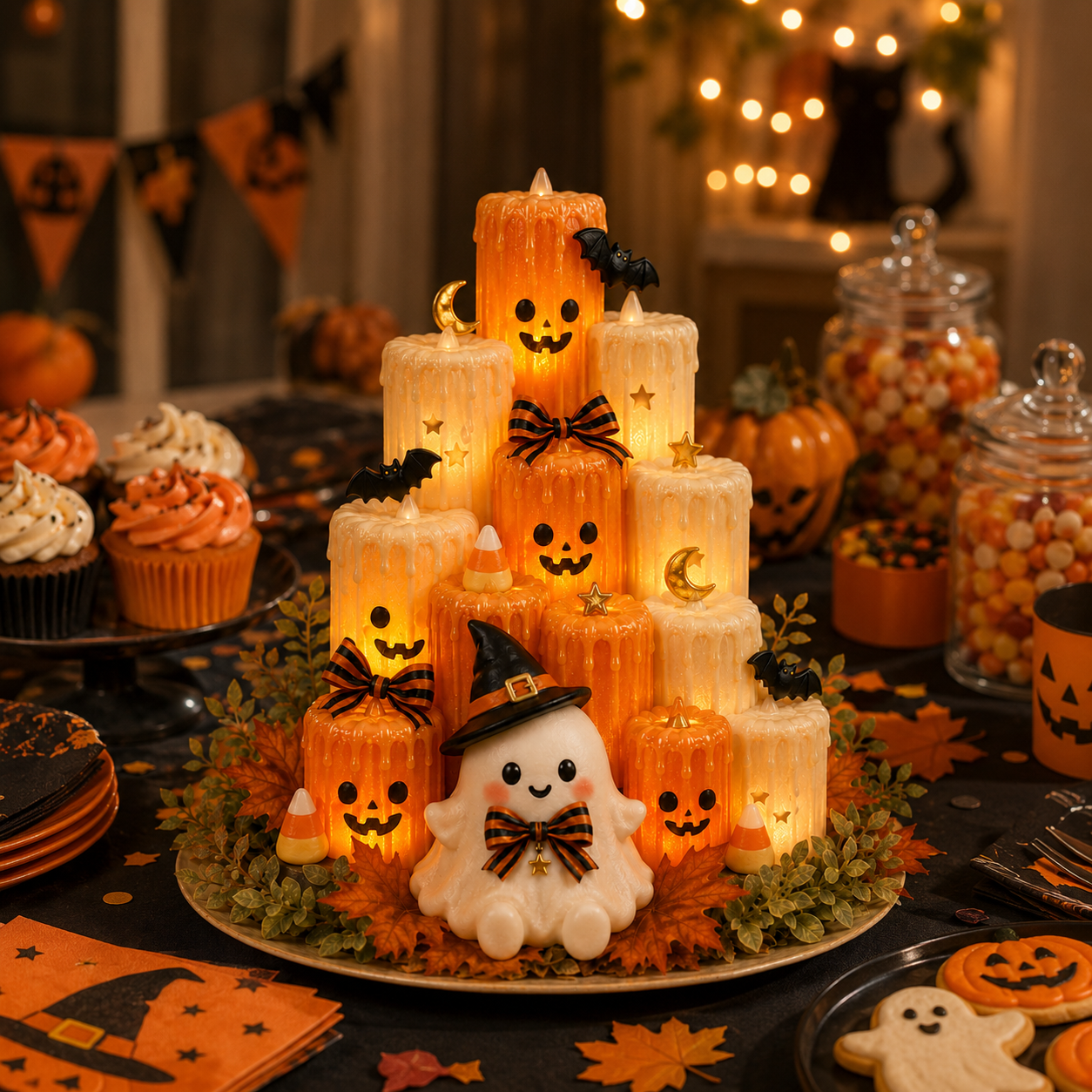 Cozy Lighted Halloween Ghost Centerpiece
