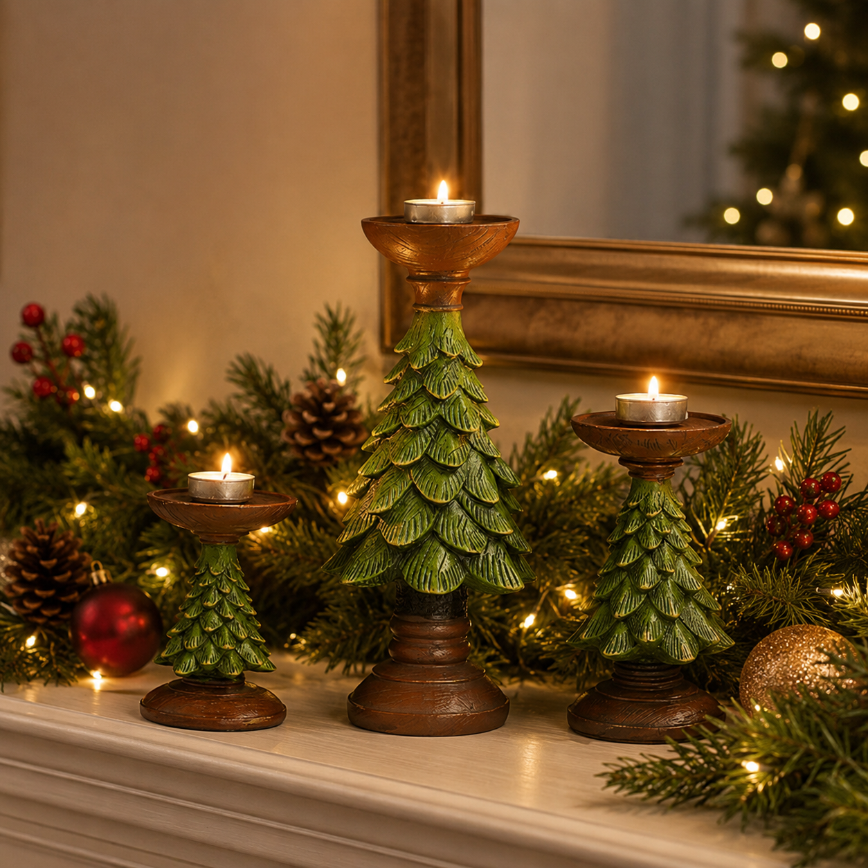 Christmas Tree Candle Holders – Festive Resin Tealight Holders for Holiday Decor