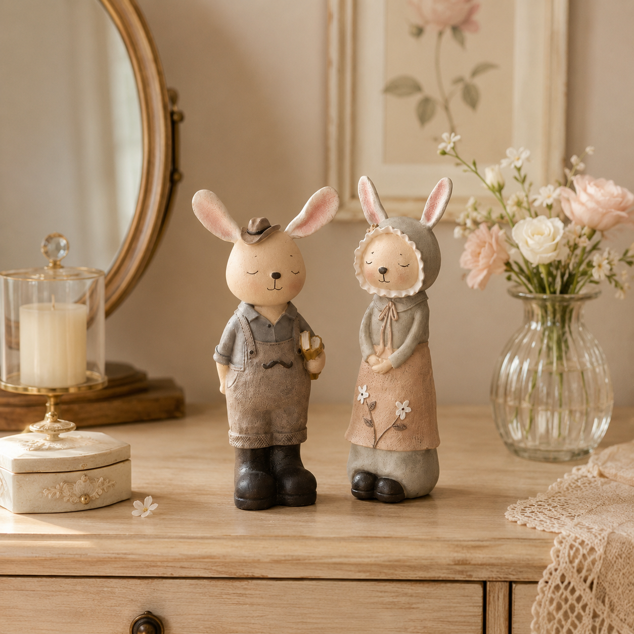 Vintage Storybook Bunny Couple Coin Banks 🐰