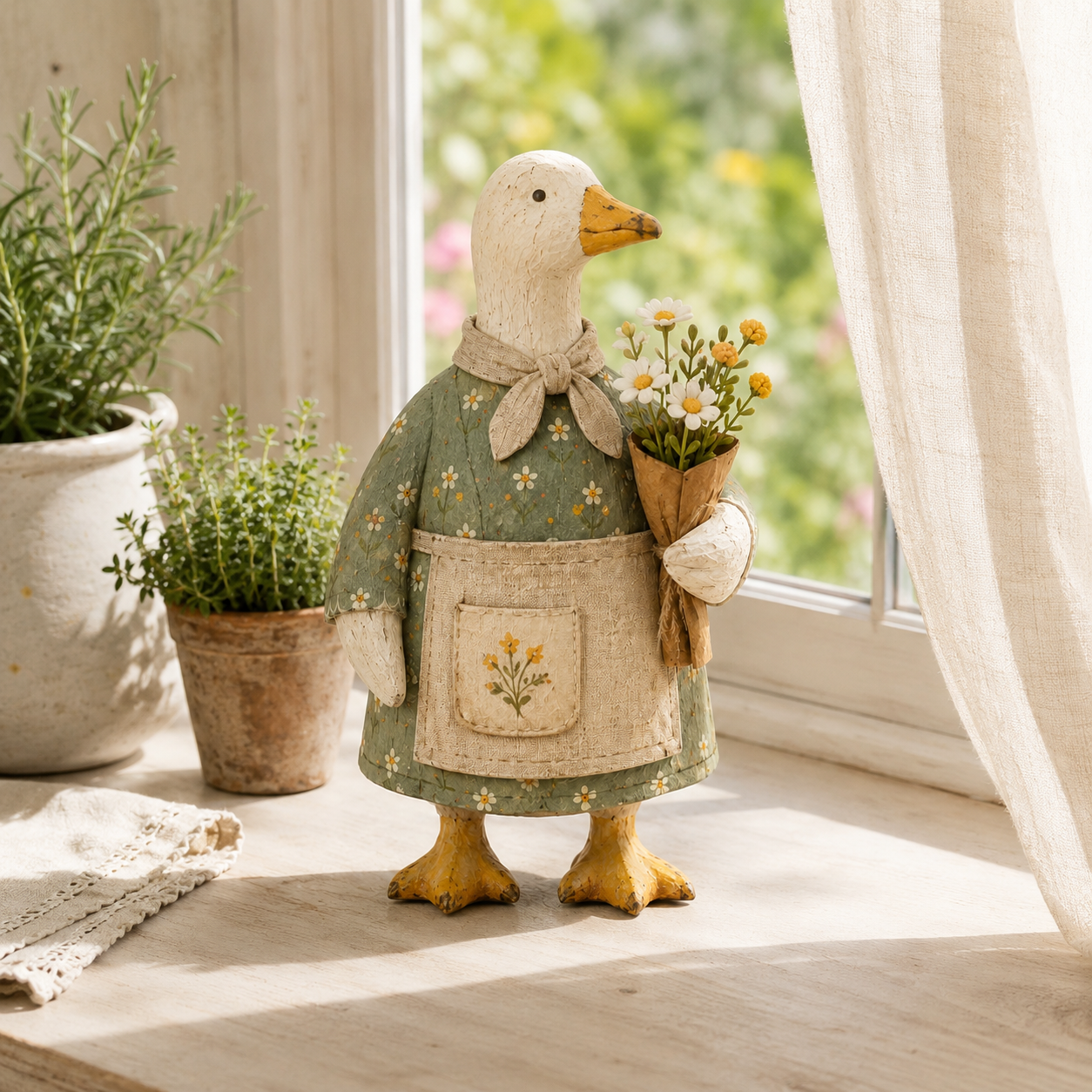 Vintage Garden Goose Figurine