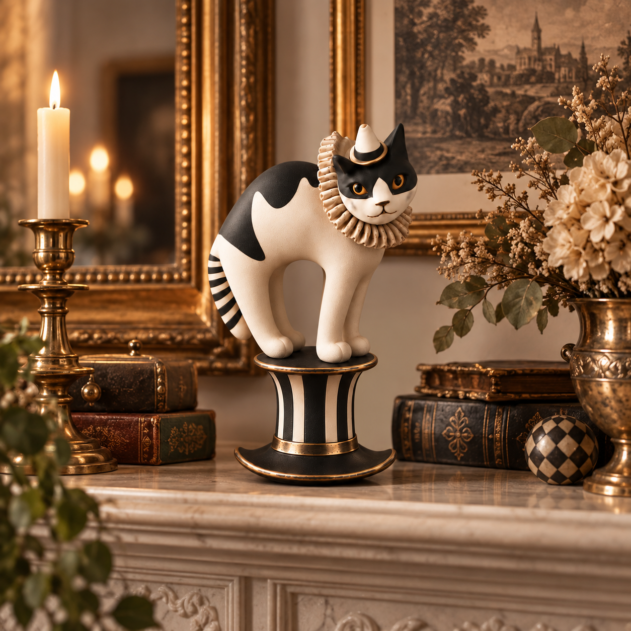 Vintage Magician Cat Figurine