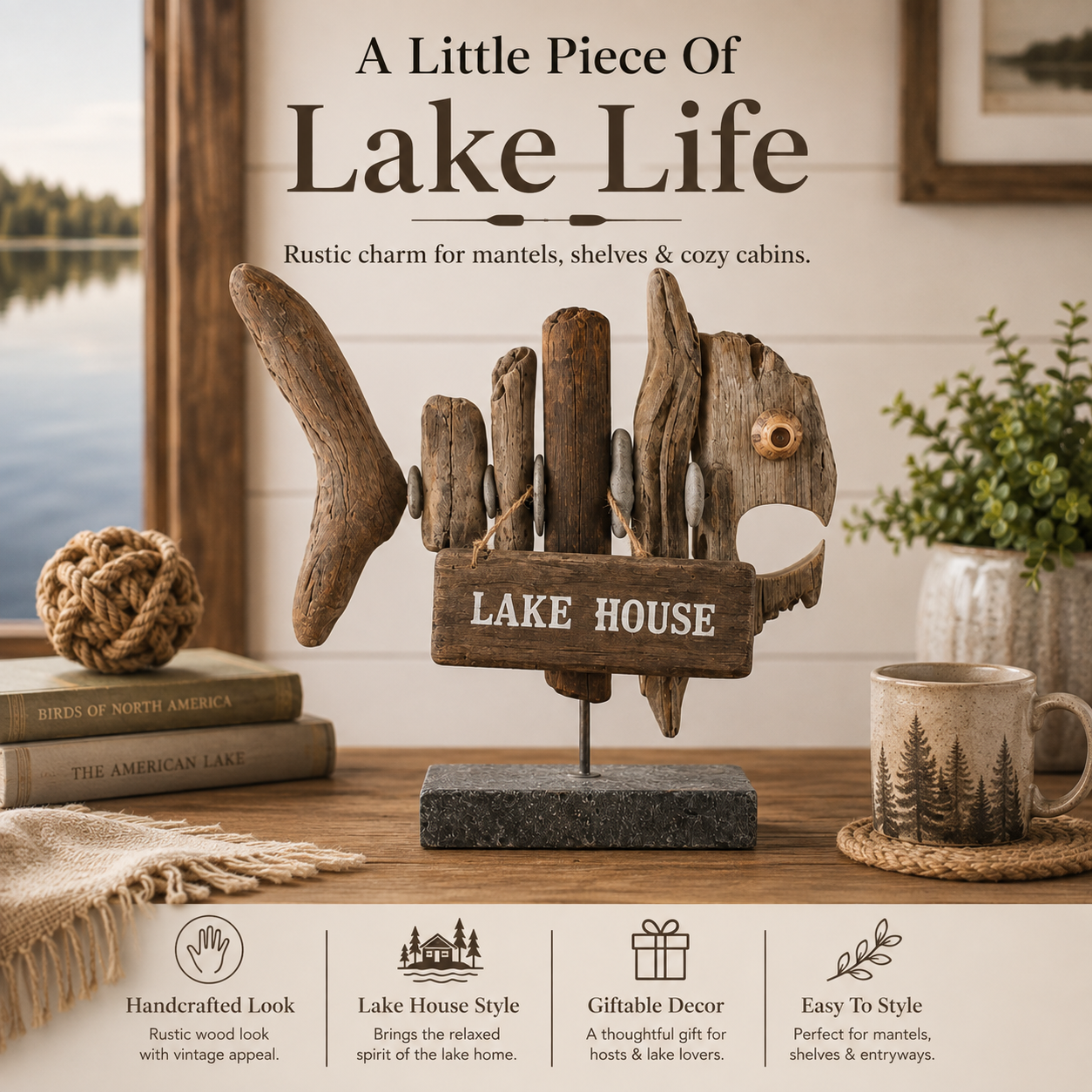 Vintage Lake House Fish Sculpture