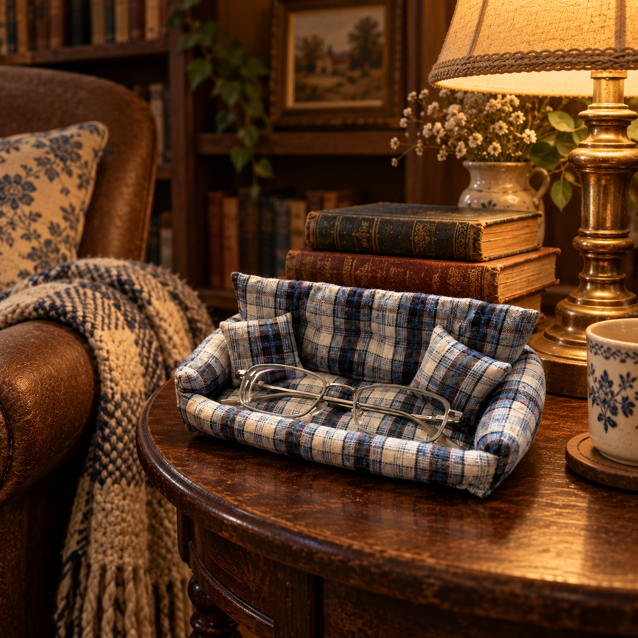 Handmade Mini Plaid Sofa Tray