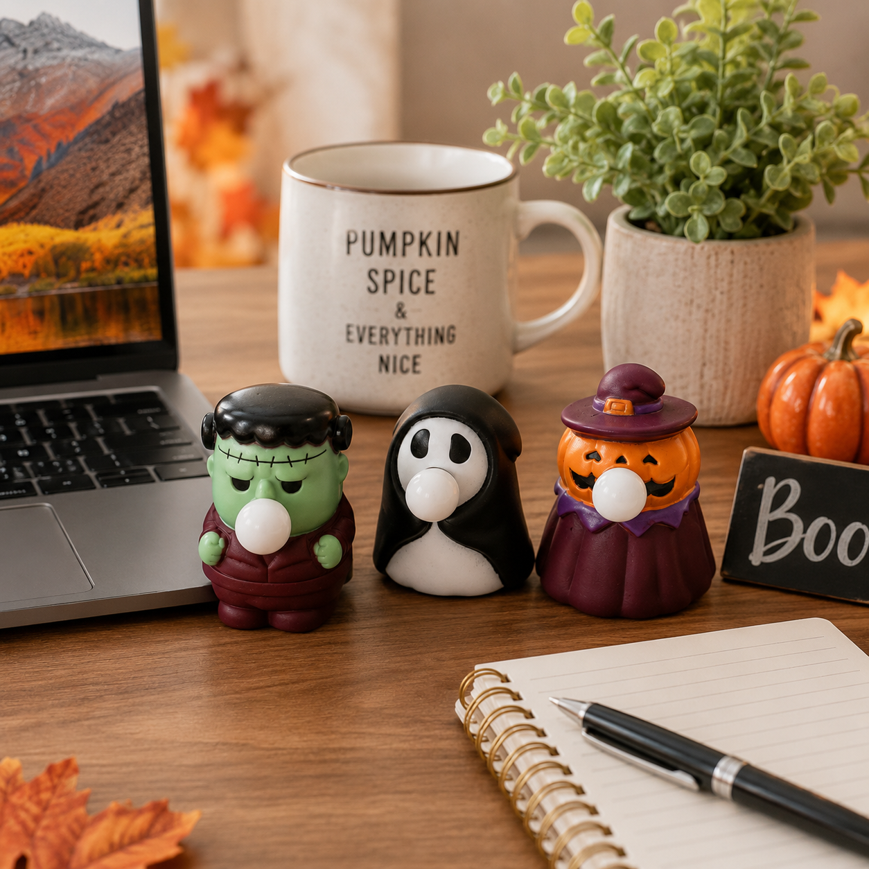 3 Pack Halloween Squeeze Bubble Toys, Cute Pumpkin Ghost Frankenstein Stress Relief Toys