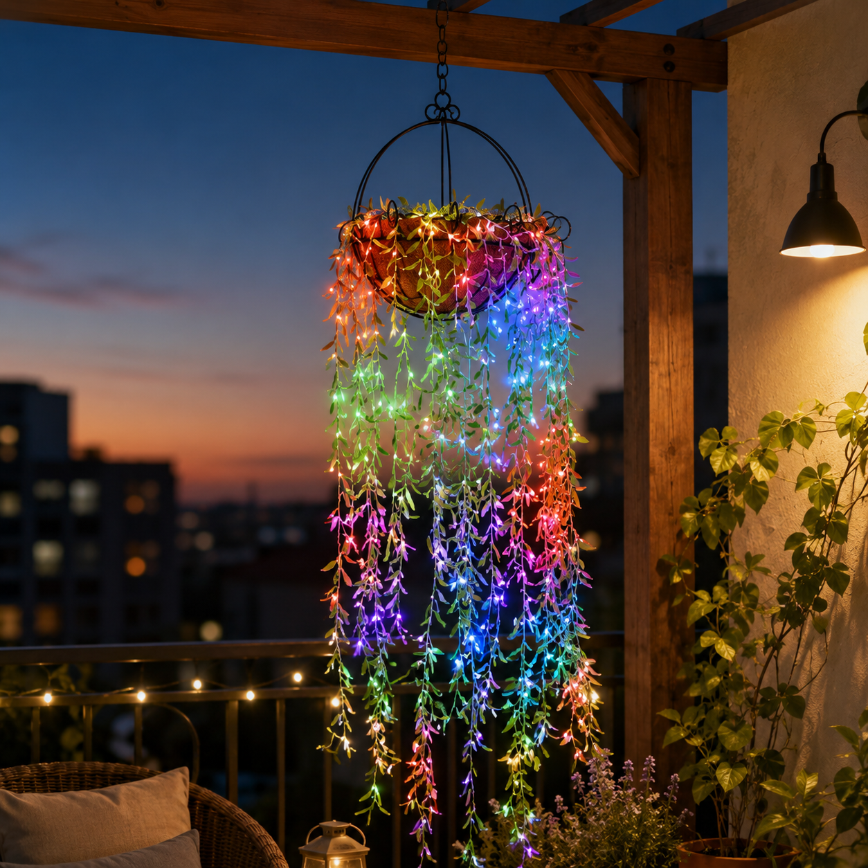 Cascading Willow Glow Hanging Basket