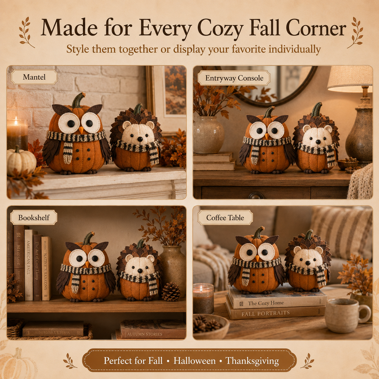 Pumpkin Woodland Friends Fabric Fall Decor