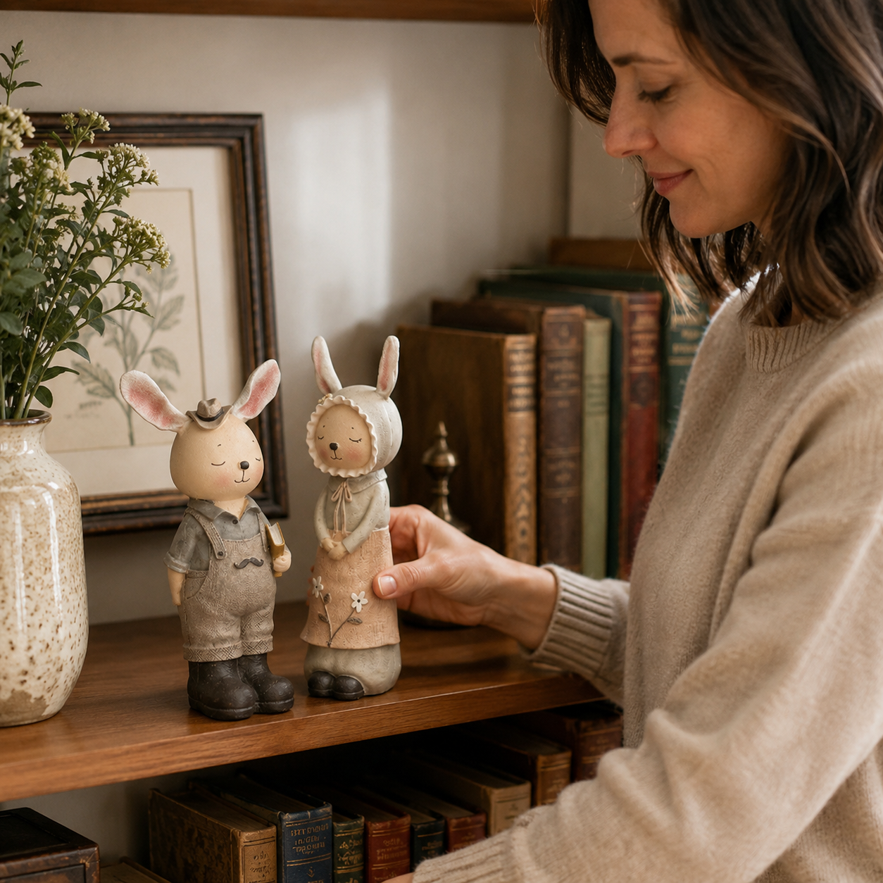 Vintage Storybook Bunny Couple Coin Banks 🐰