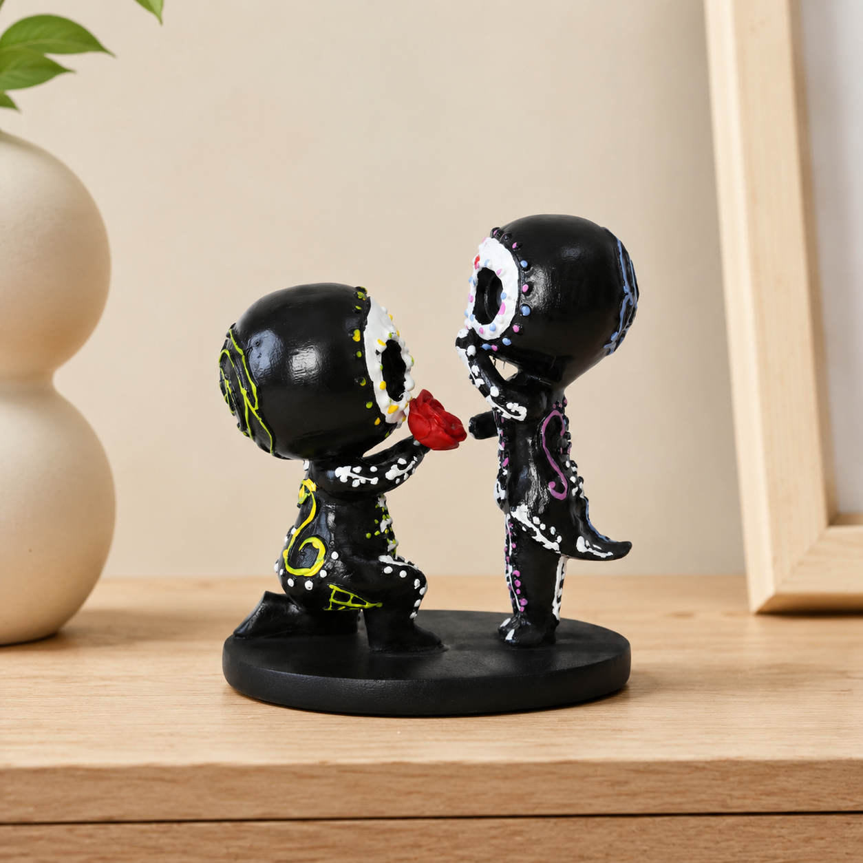 Day of the Dead Skeleton Figurines, Colorful Resin Couple & Family Decorations