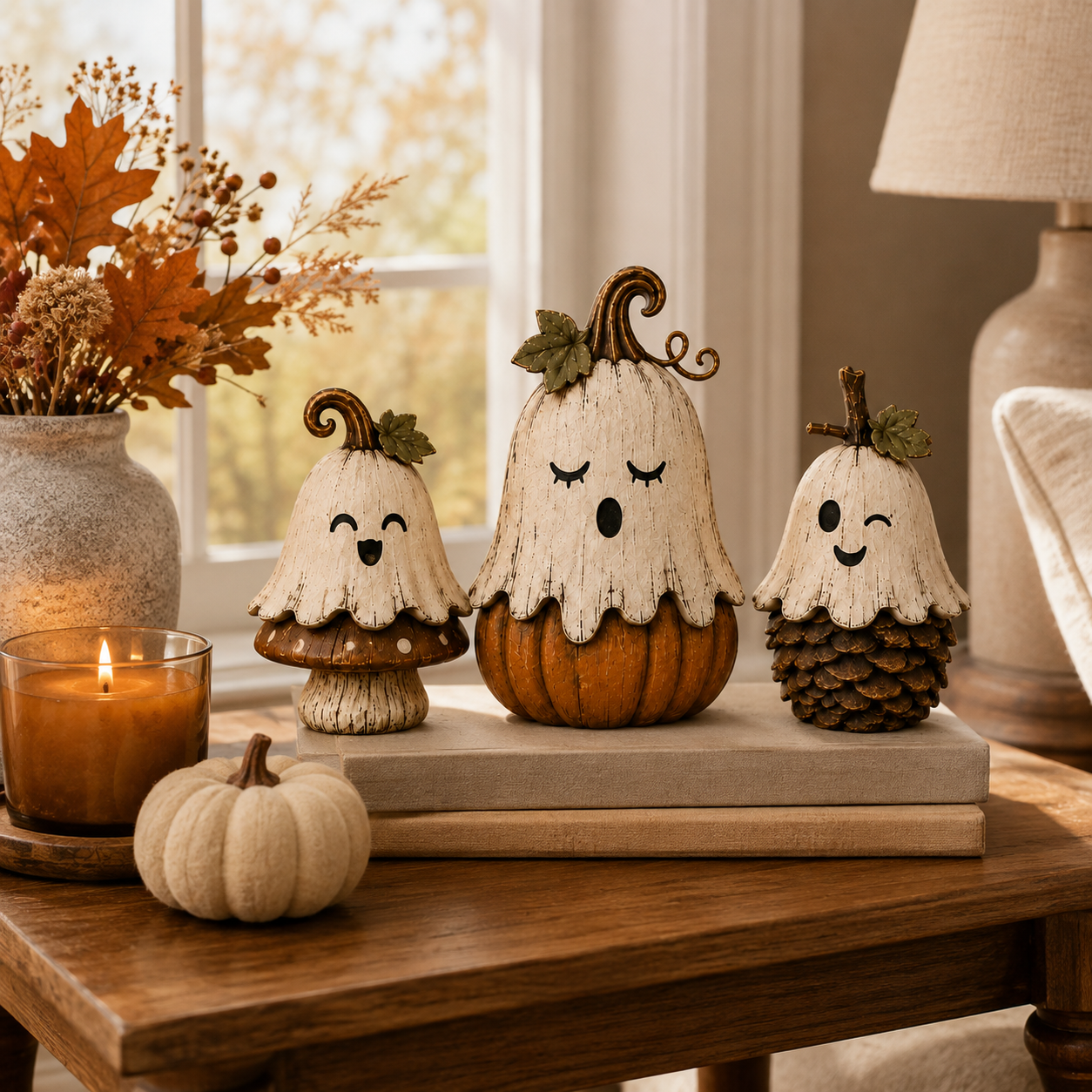 Vintage Ghost Pumpkin Collection - set of 3