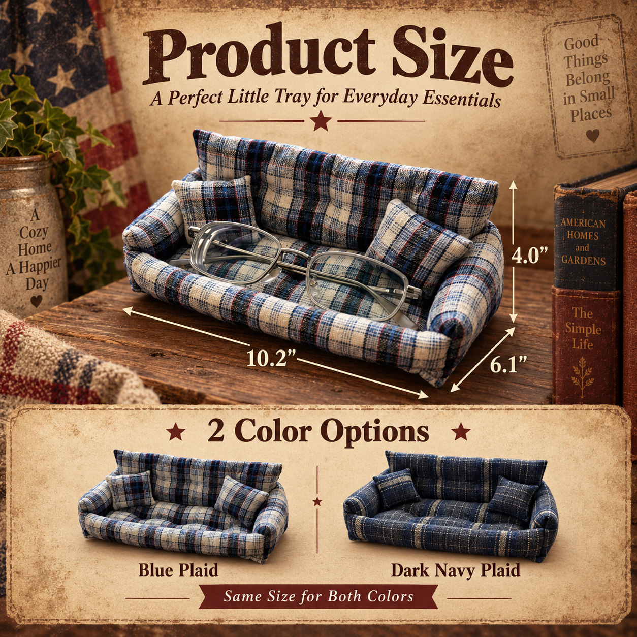 Handmade Mini Plaid Sofa Tray
