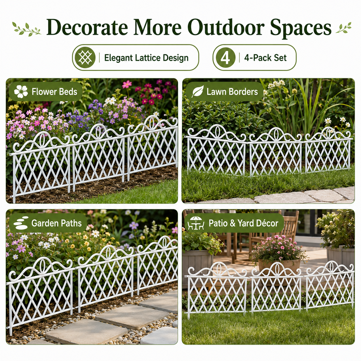 4-piece heavy-duty plastic Decorative Garden Fence Border