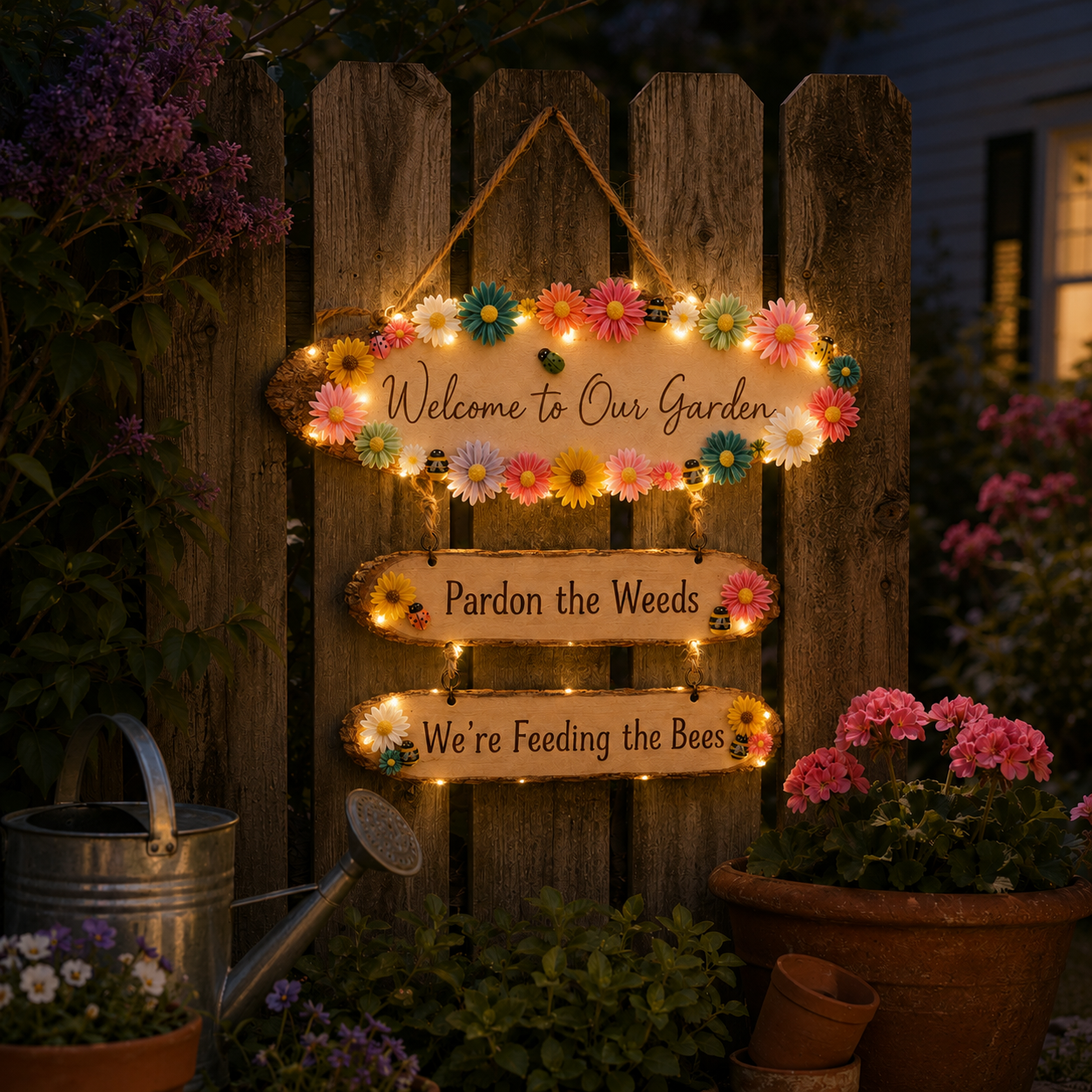 Pardon the Weeds, We’re Feeding the Bees Garden Sign 🐝🌼